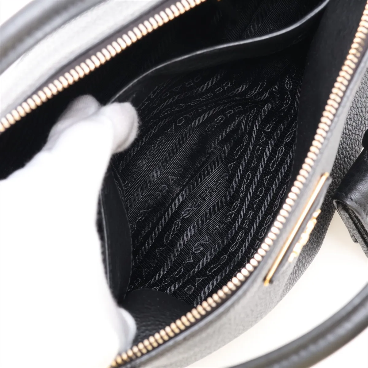 Vitello Daino 1BA111 Leather 2-Way Handbag, Black, Unsigned Guarantee Card — view 10