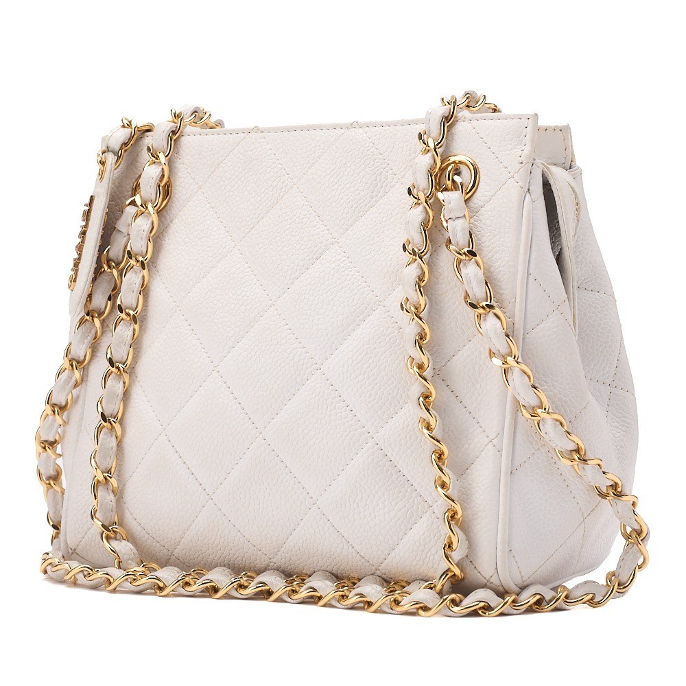 Caviar Skin Matelassé Chain Shoulder Bag — view 3