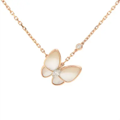 de Papillon Shell Diamond Necklace 750 (PG x WG) 6.6g JE918089 (Hole)