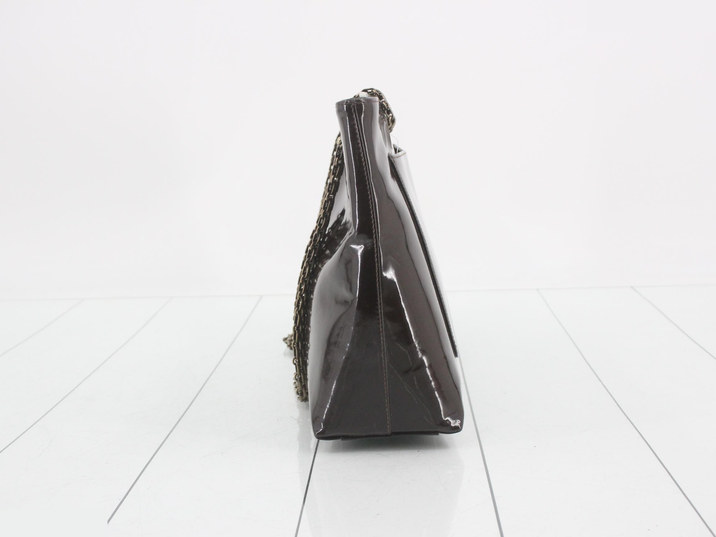 Enamel Chain Tote Bag, Dark Brown, No. 6 — view 3