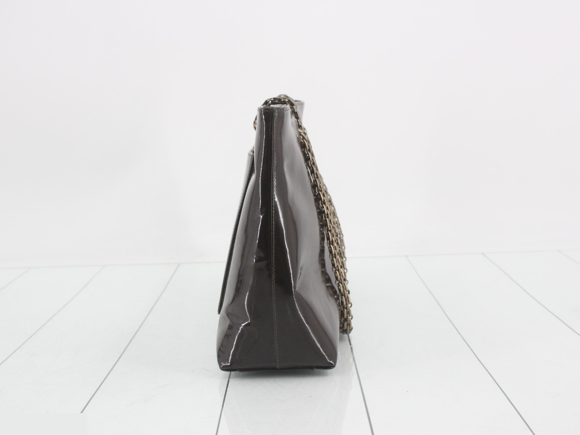 Enamel Chain Tote Bag, Dark Brown, No. 6 — view 4