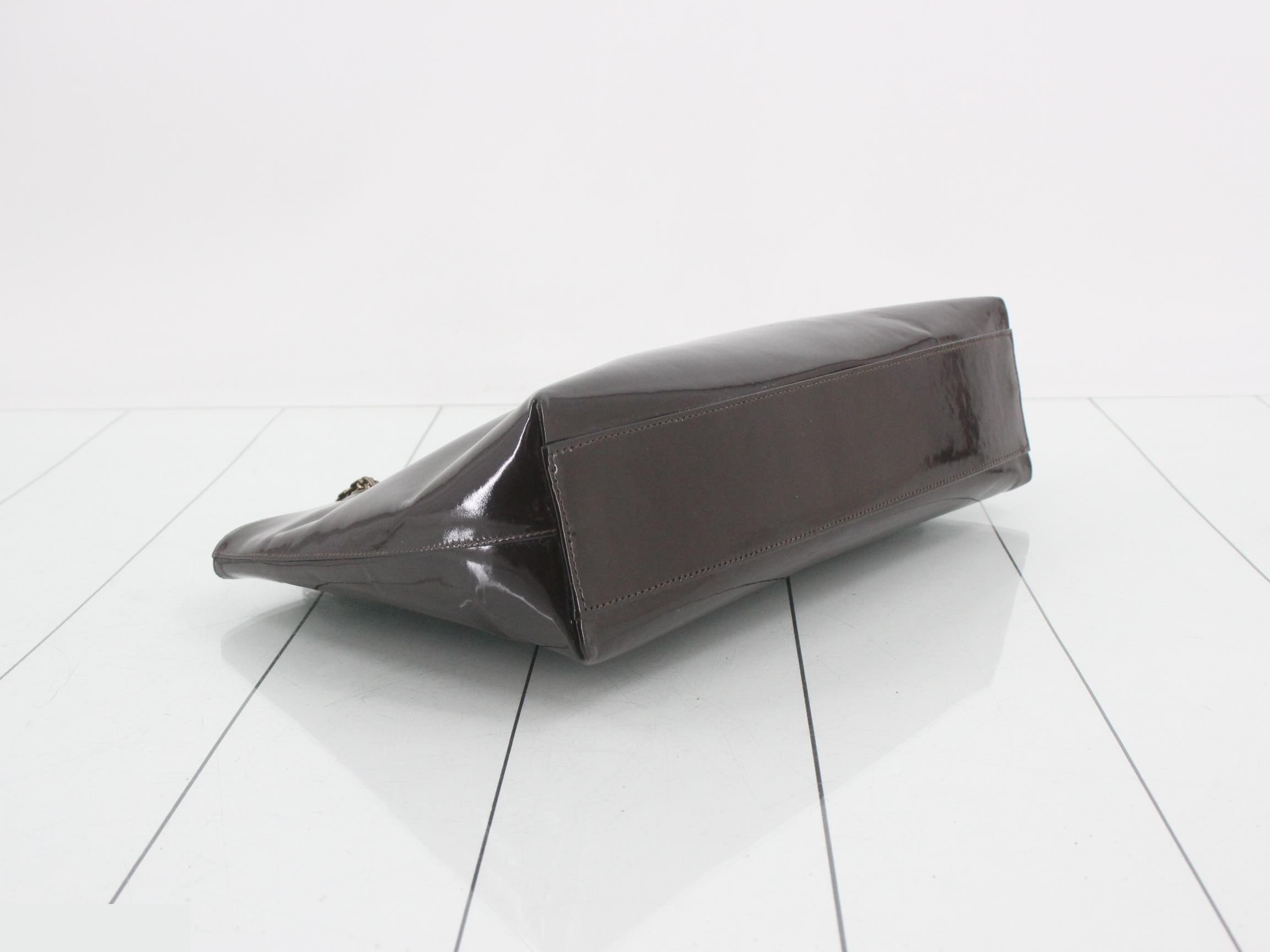Enamel Chain Tote Bag, Dark Brown, No. 6 — view 5