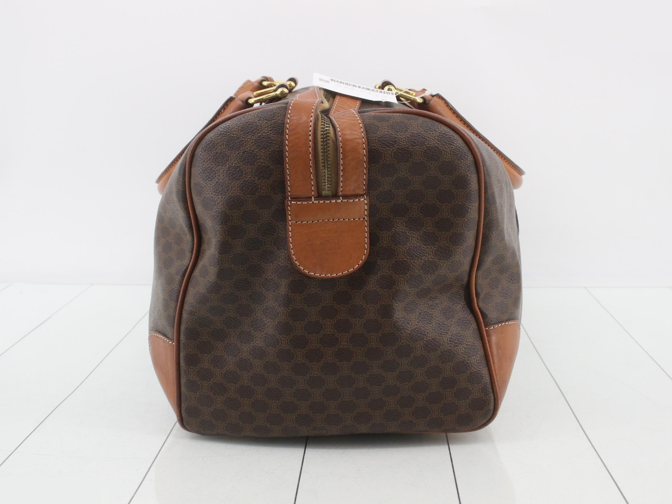 Macadam PVC/Leather Boston Bag, Brown — view 3