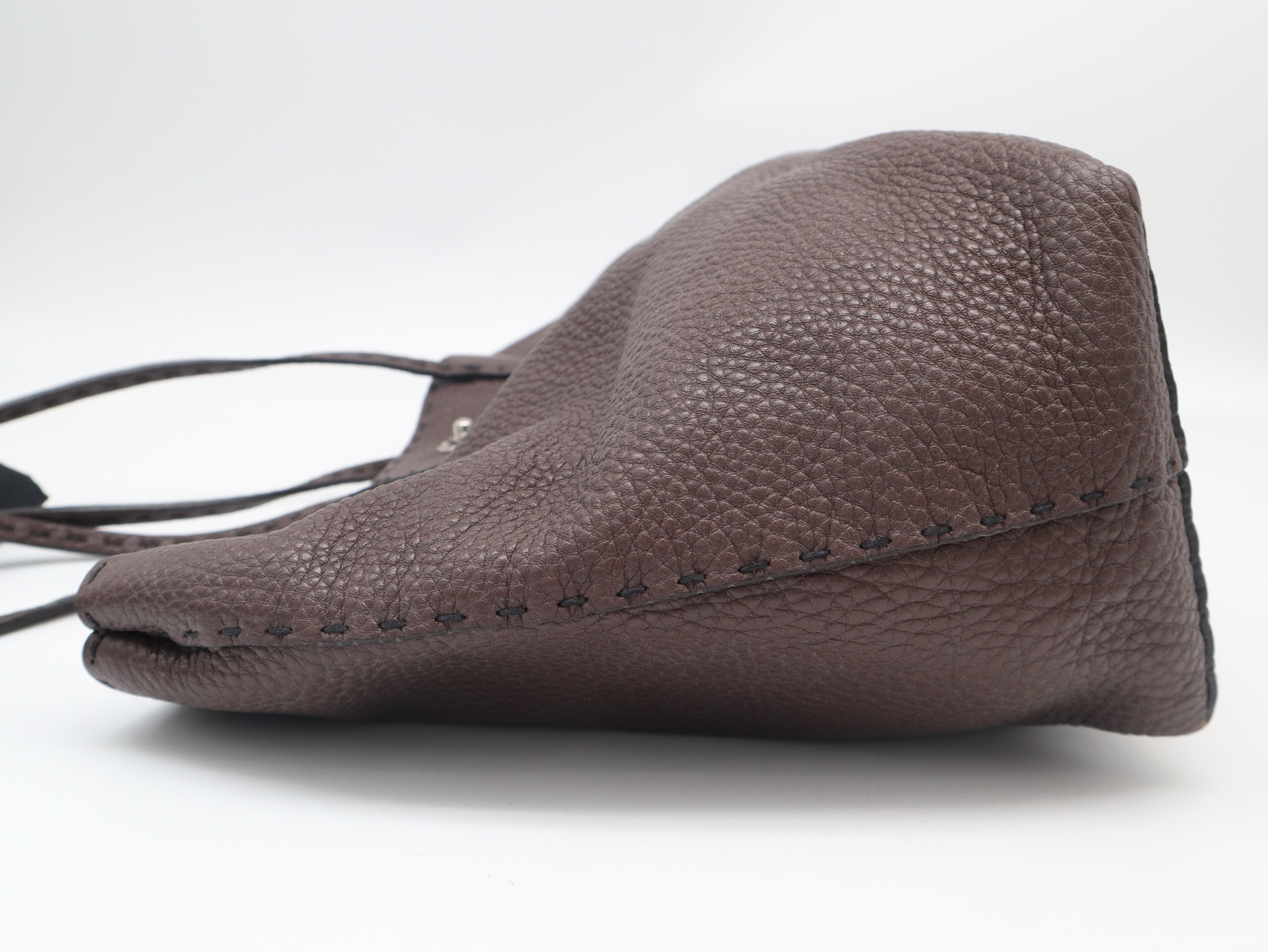 Leather Carla Selleria Tote Bag, Stitched Brown, with Dust Bag. — view 3