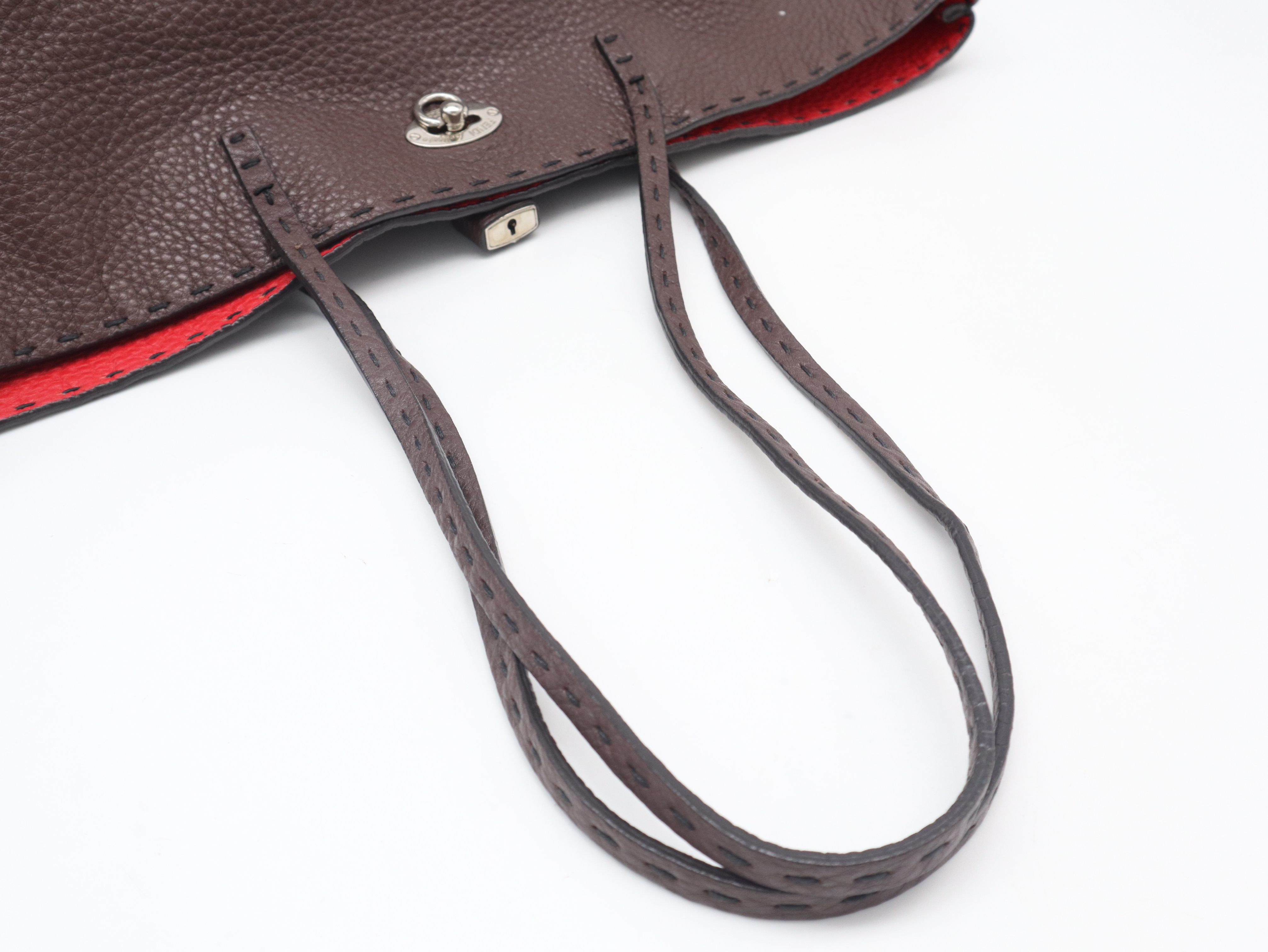 Leather Carla Selleria Tote Bag, Stitched Brown, with Dust Bag. — view 6