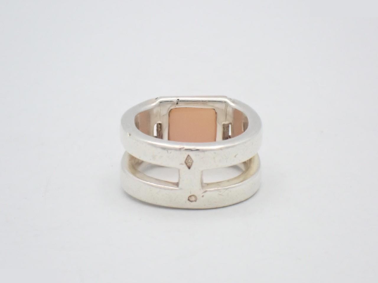 4PD (precious metal) ring with moonstone, stamped "51", actual size #8, 10.2g — view 2