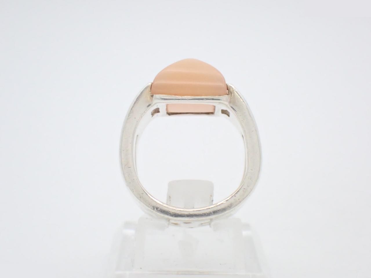 4PD (precious metal) ring with moonstone, stamped "51", actual size #8, 10.2g — view 3