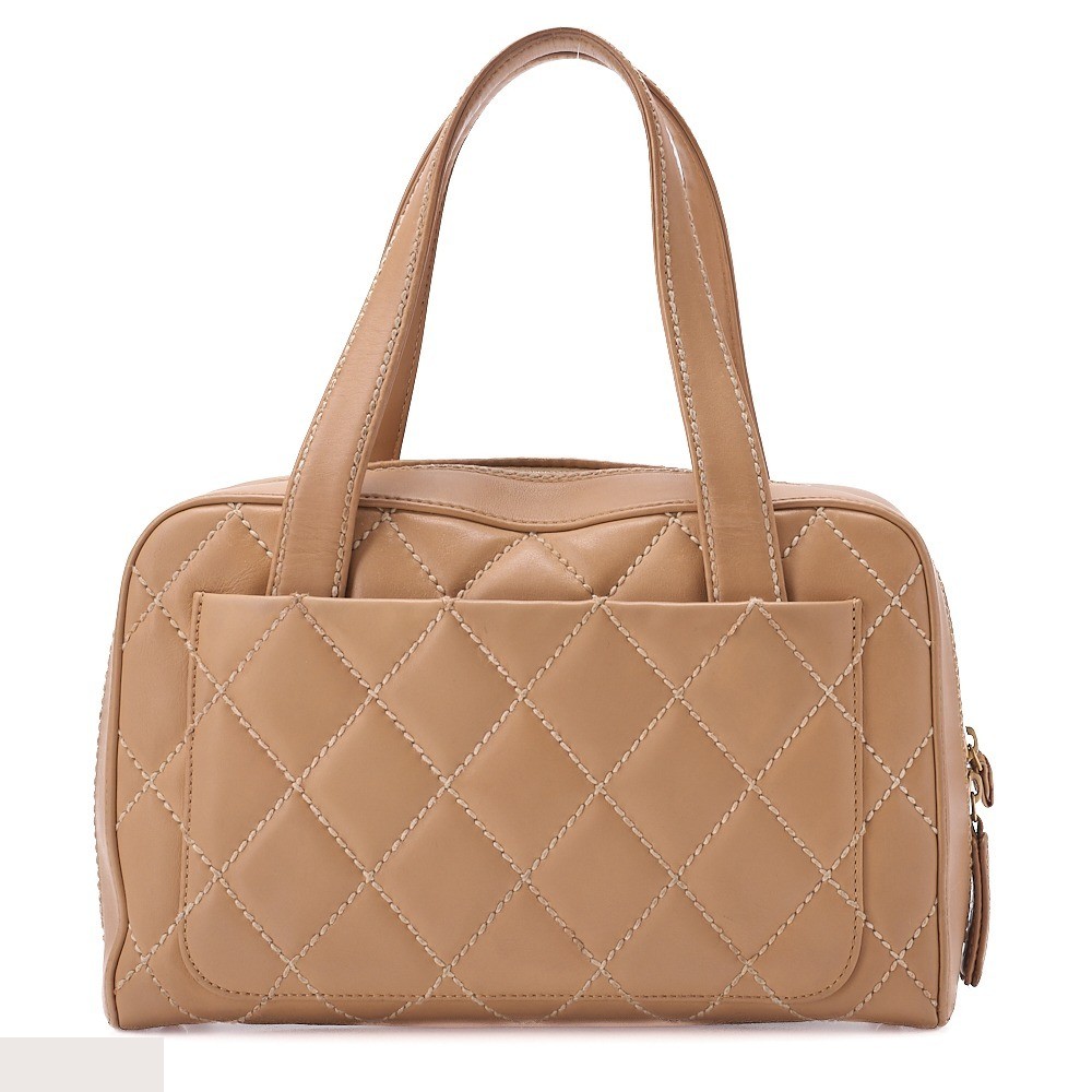 Calfskin Wild Stitch Tote Bag, Beige, Gold Hardware, Series 8 — view 2