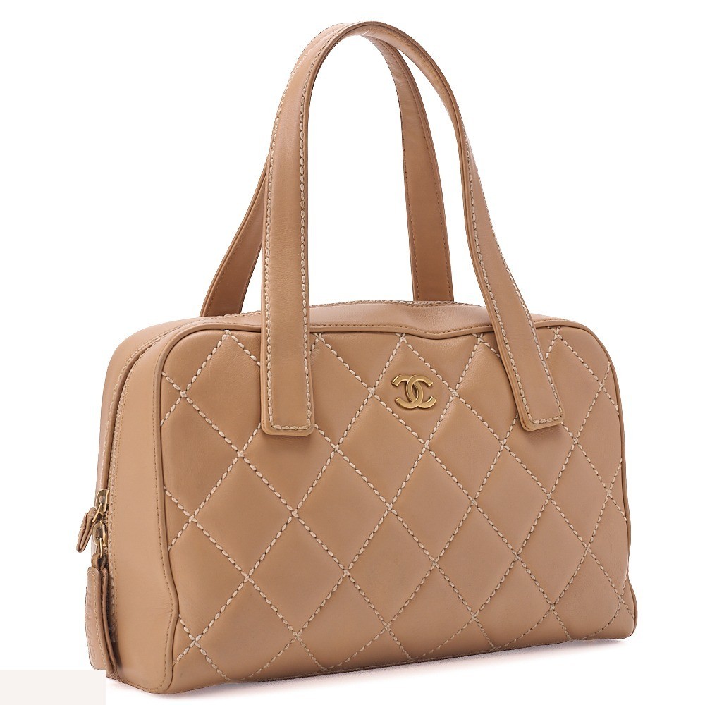 Calfskin Wild Stitch Tote Bag, Beige, Gold Hardware, Series 8 — view 3