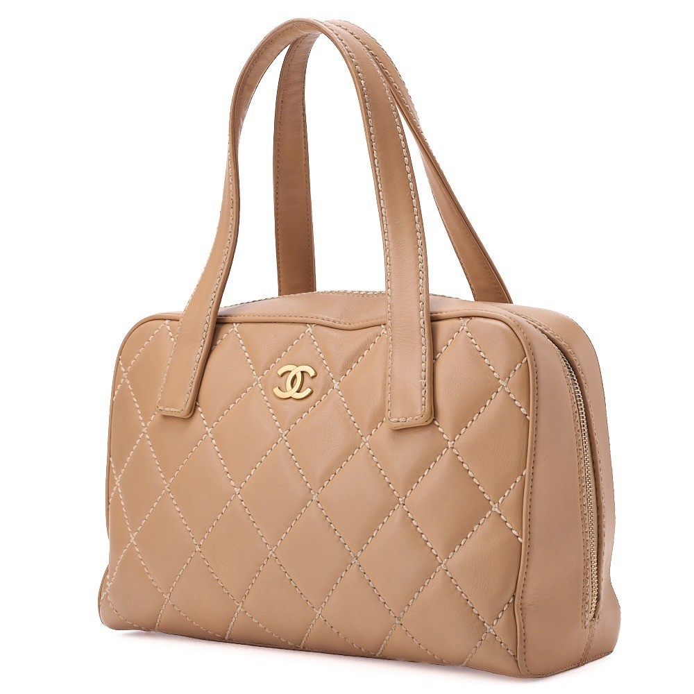 Calfskin Wild Stitch Tote Bag, Beige, Gold Hardware, Series 8 — view 4
