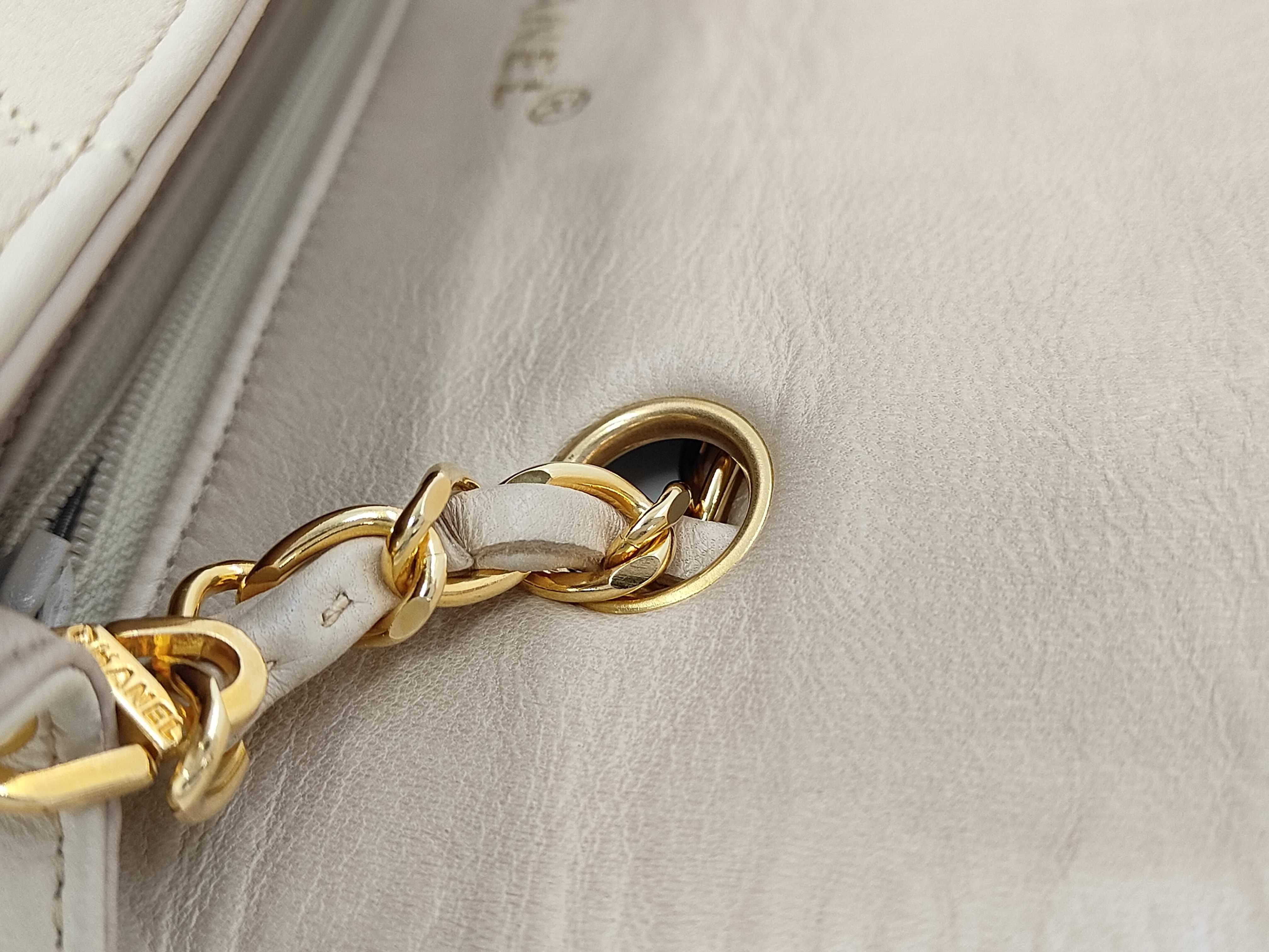 Single Flap Lambskin Beige GP Shoulder Bag — view 7