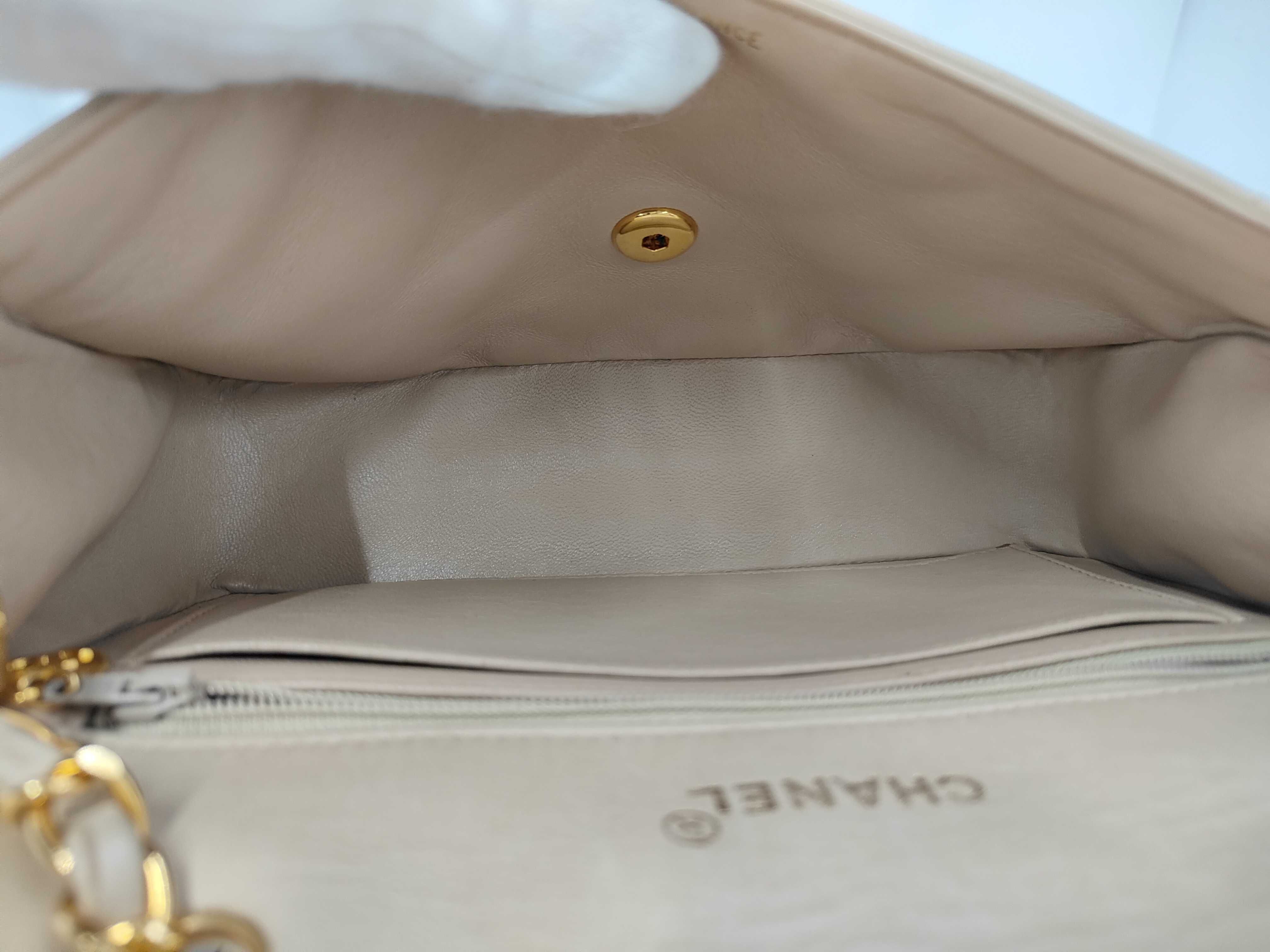 Single Flap Lambskin Beige GP Shoulder Bag — view 9