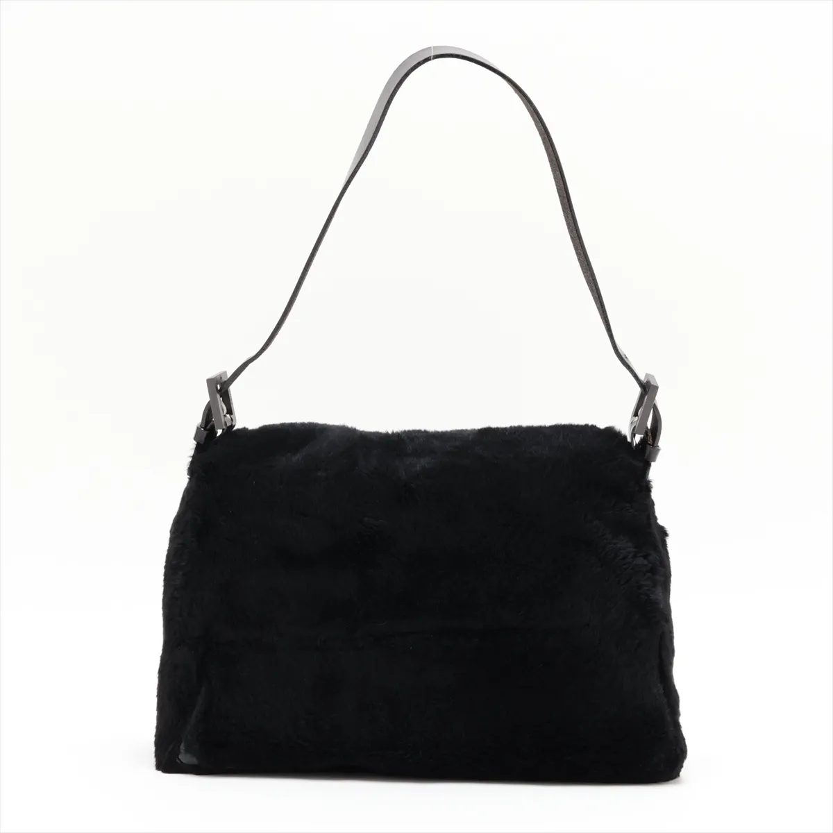 Mamma Bucket Fur and Leather Shoulder Bag, Black — view 2