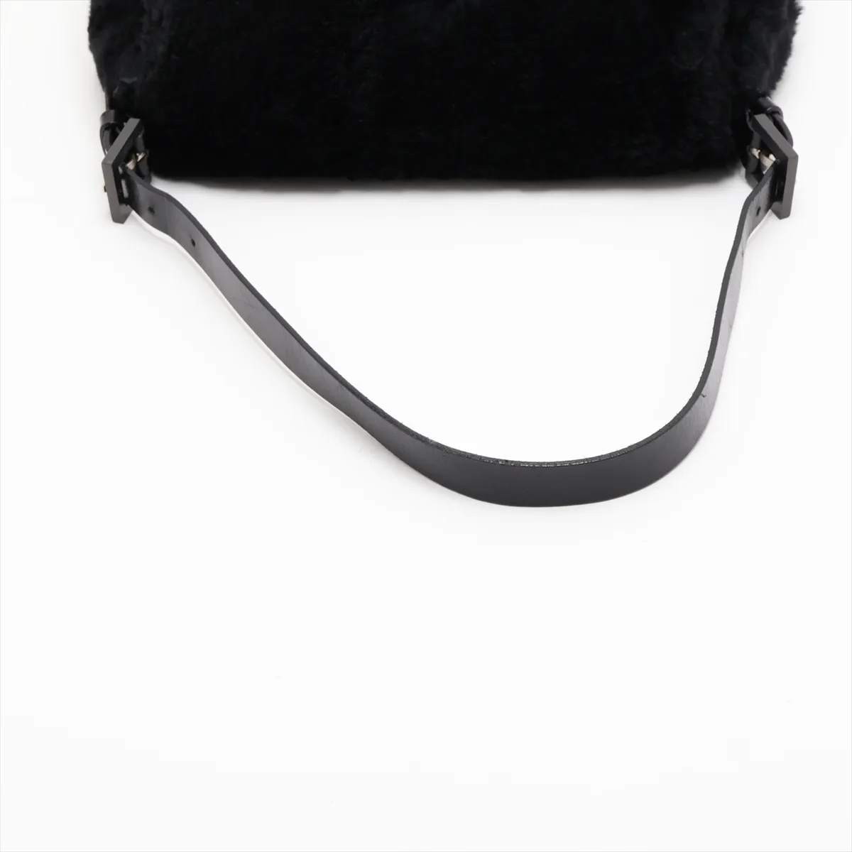 Mamma Bucket Fur and Leather Shoulder Bag, Black — view 5