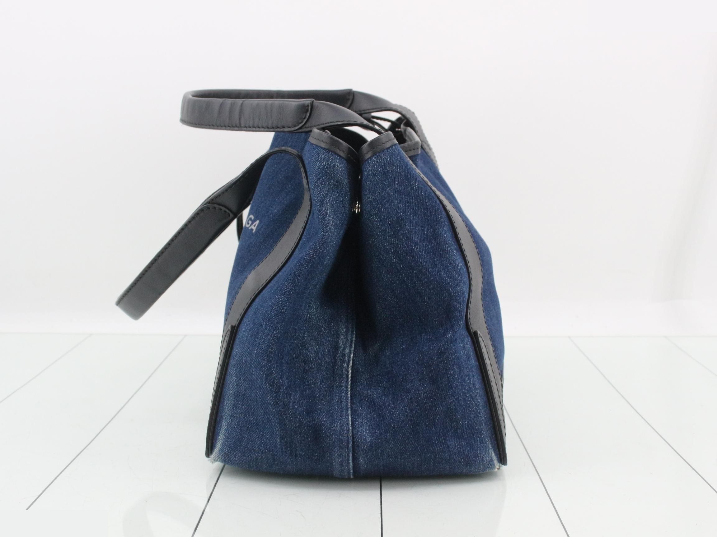 Navy Cabas S Handbag, Denim — view 3
