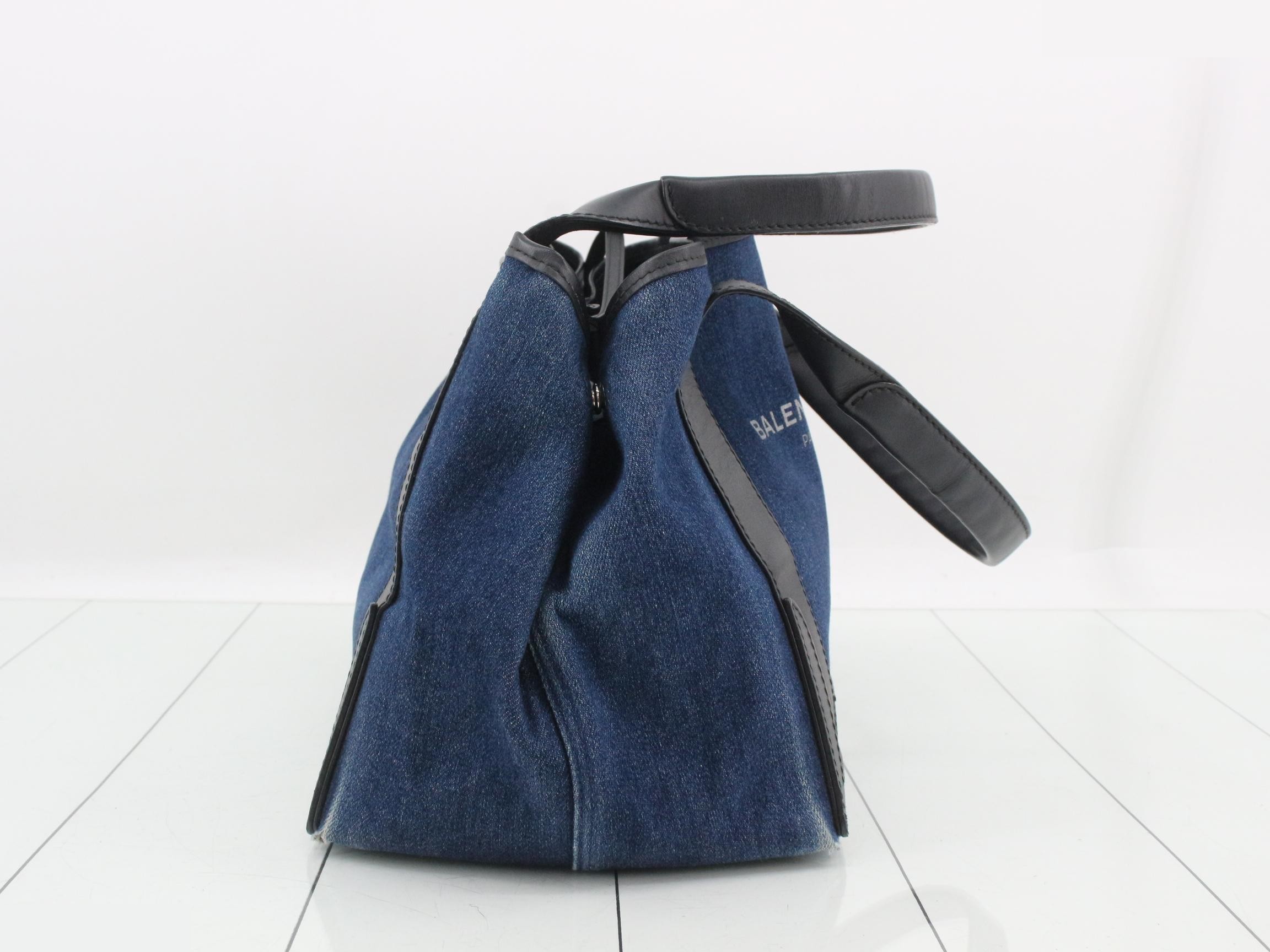 Navy Cabas S Handbag, Denim — view 4