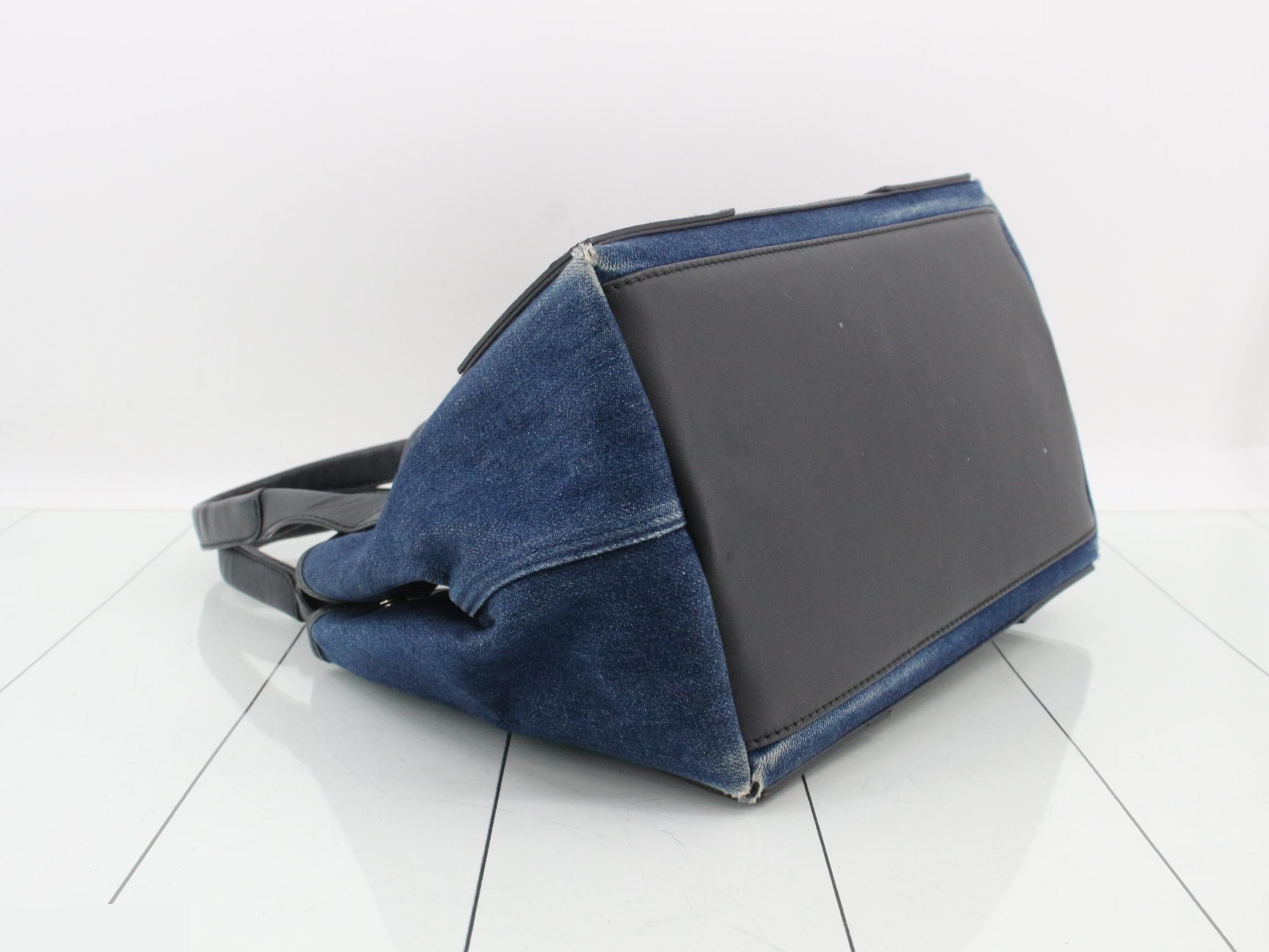 Navy Cabas S Handbag, Denim — view 5