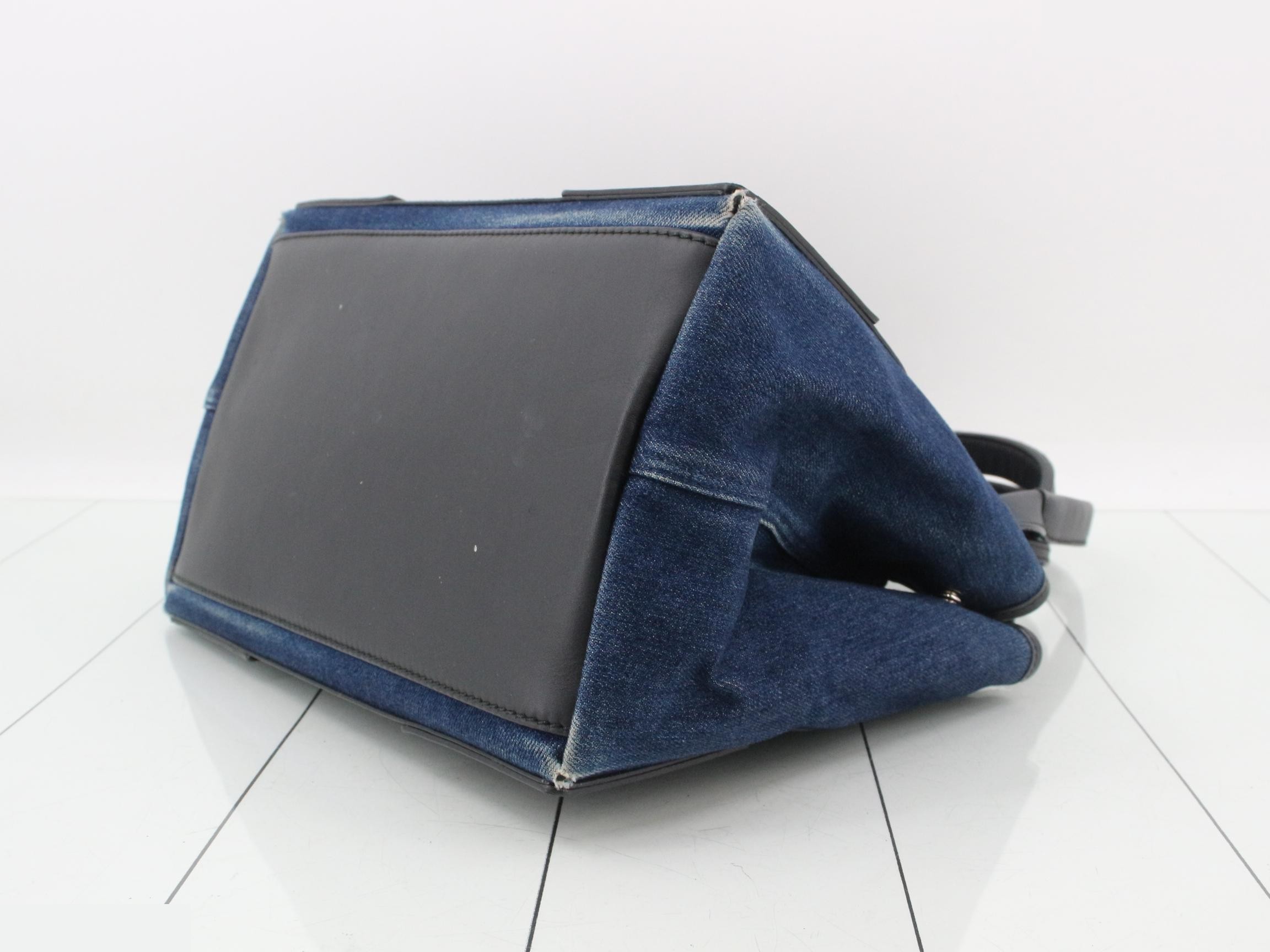 Navy Cabas S Handbag, Denim — view 6