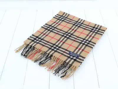 check 100% cashmere beige scarf