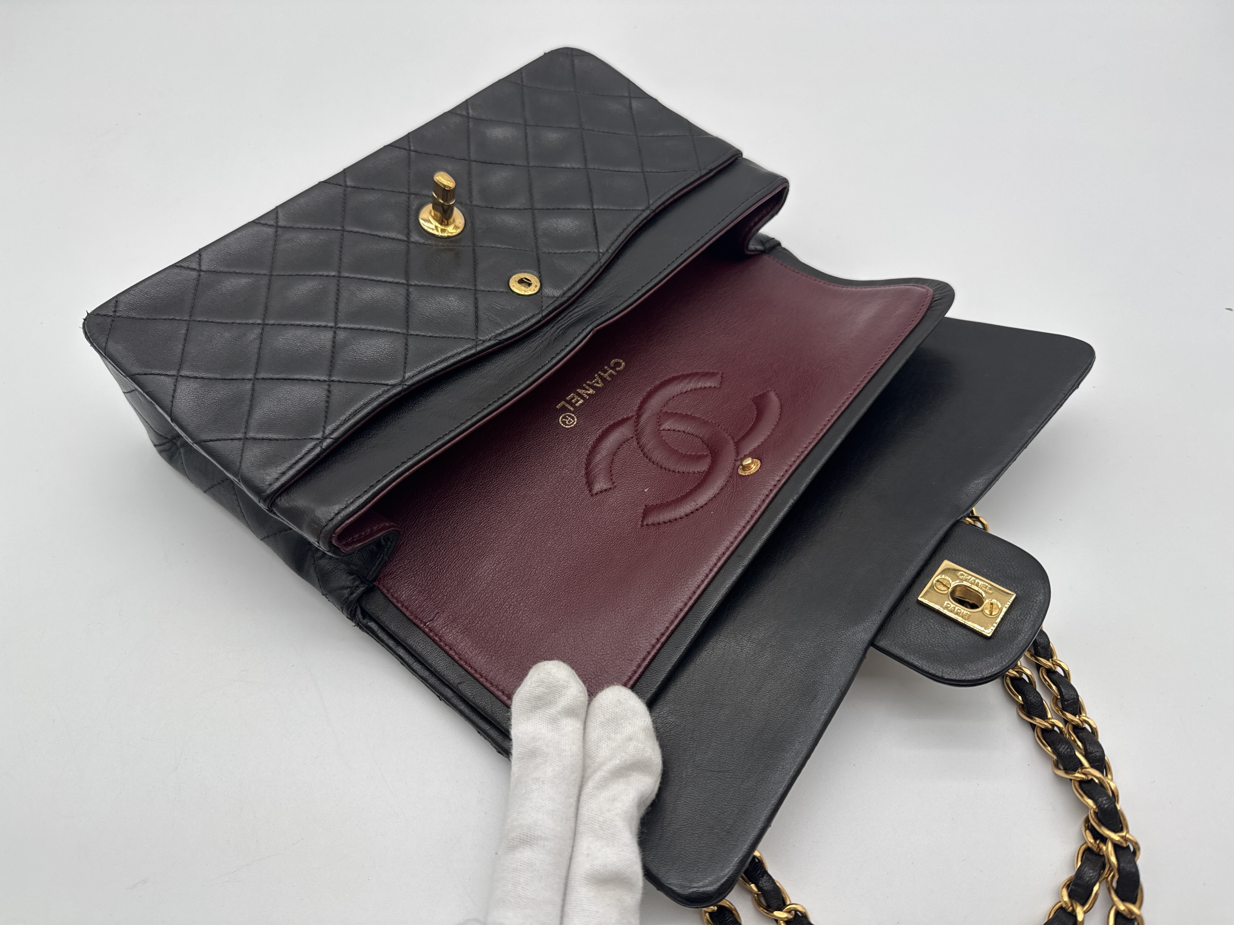 Matelassé Double Flap Black Shoulder Bag — view 11