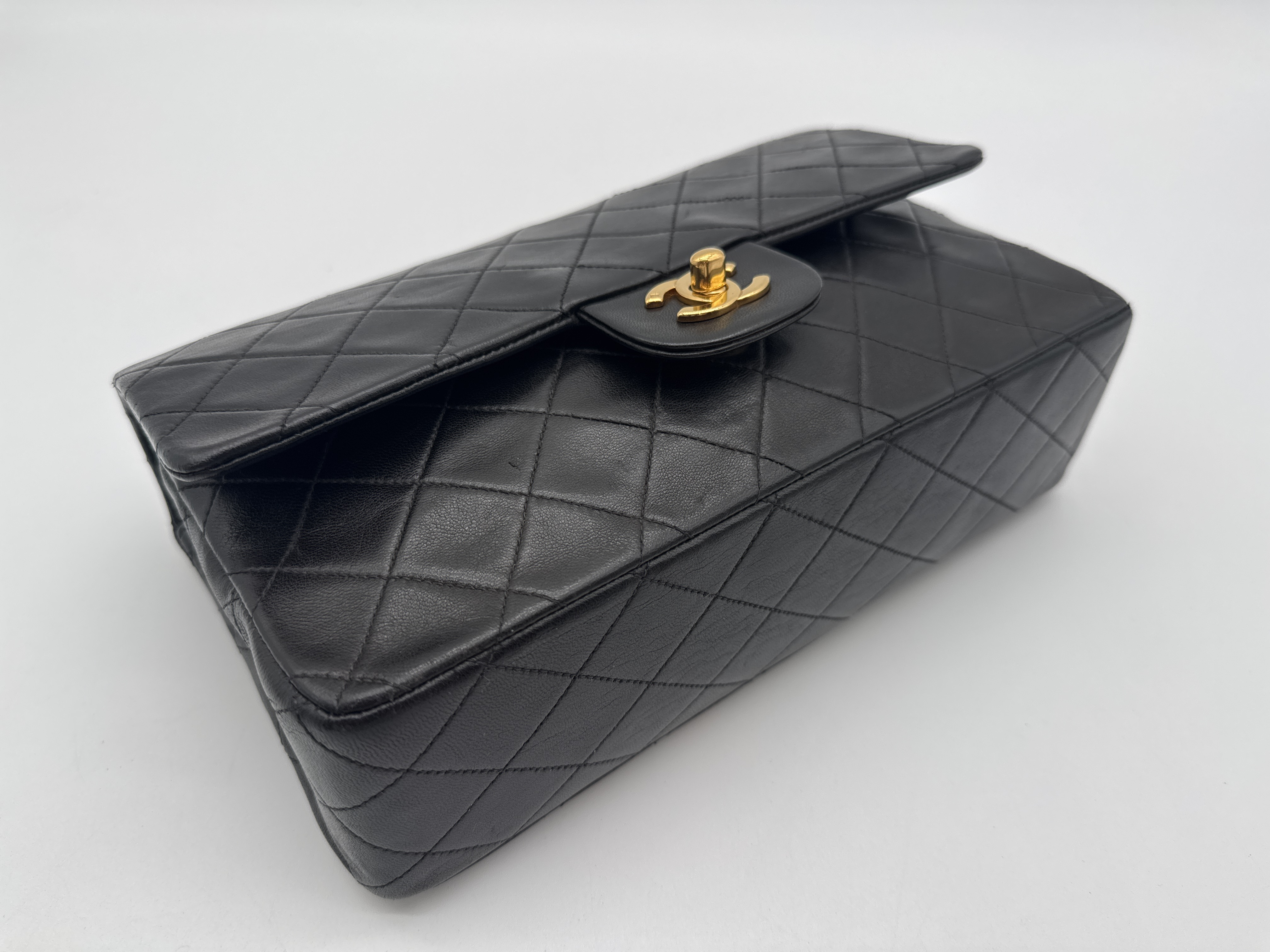 Matelassé Double Flap Black Shoulder Bag — view 6