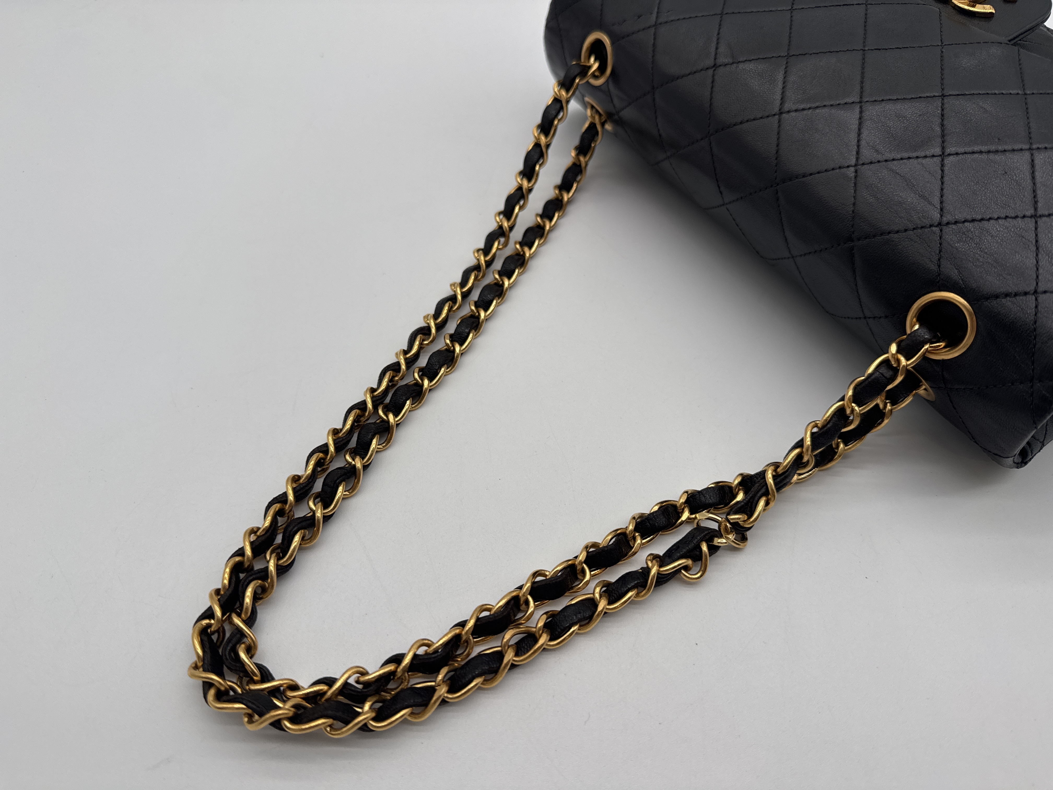 Matelassé Double Flap Black Shoulder Bag — view 9