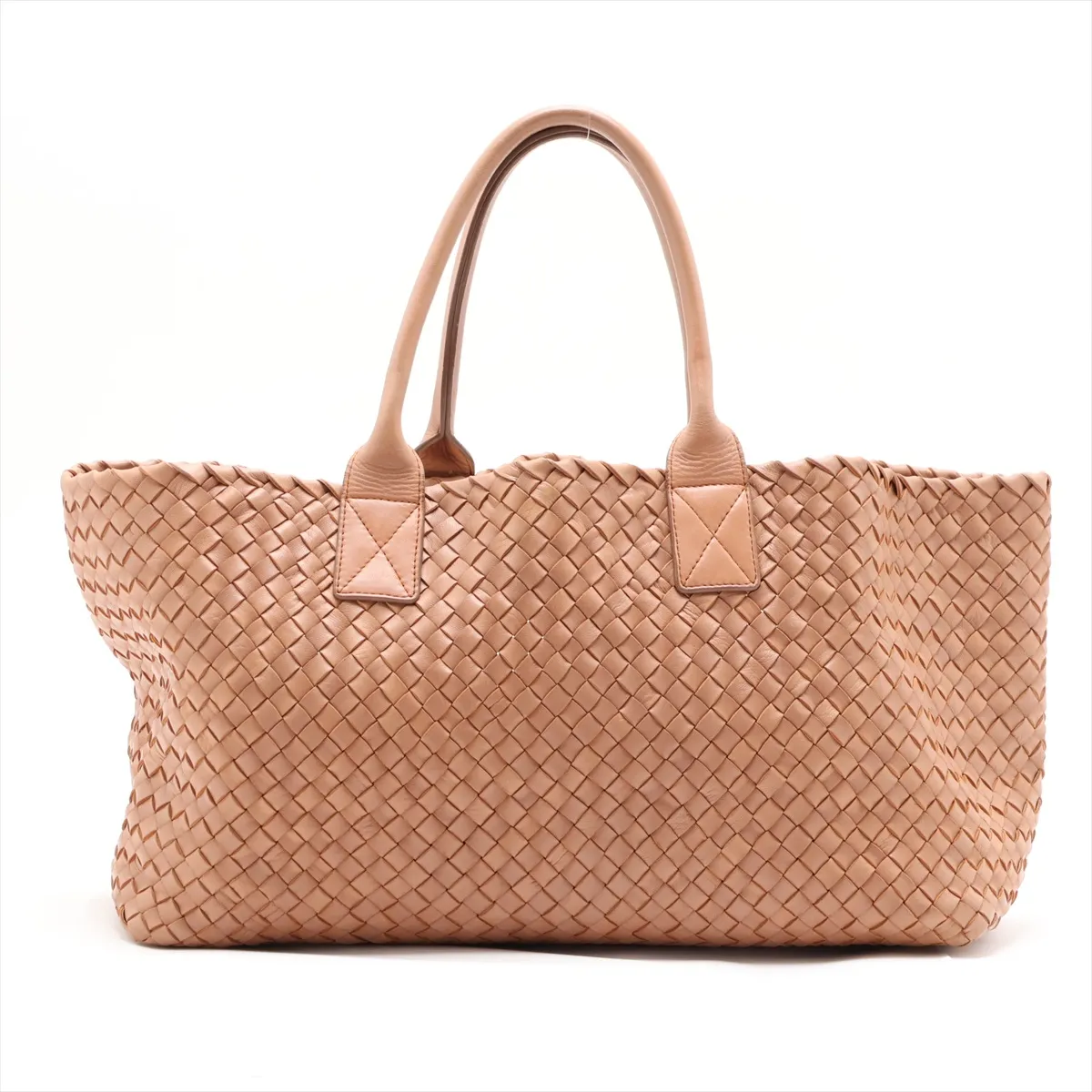 Intrecciato Cabas MM Leather Tote Bag, Brown — view 2