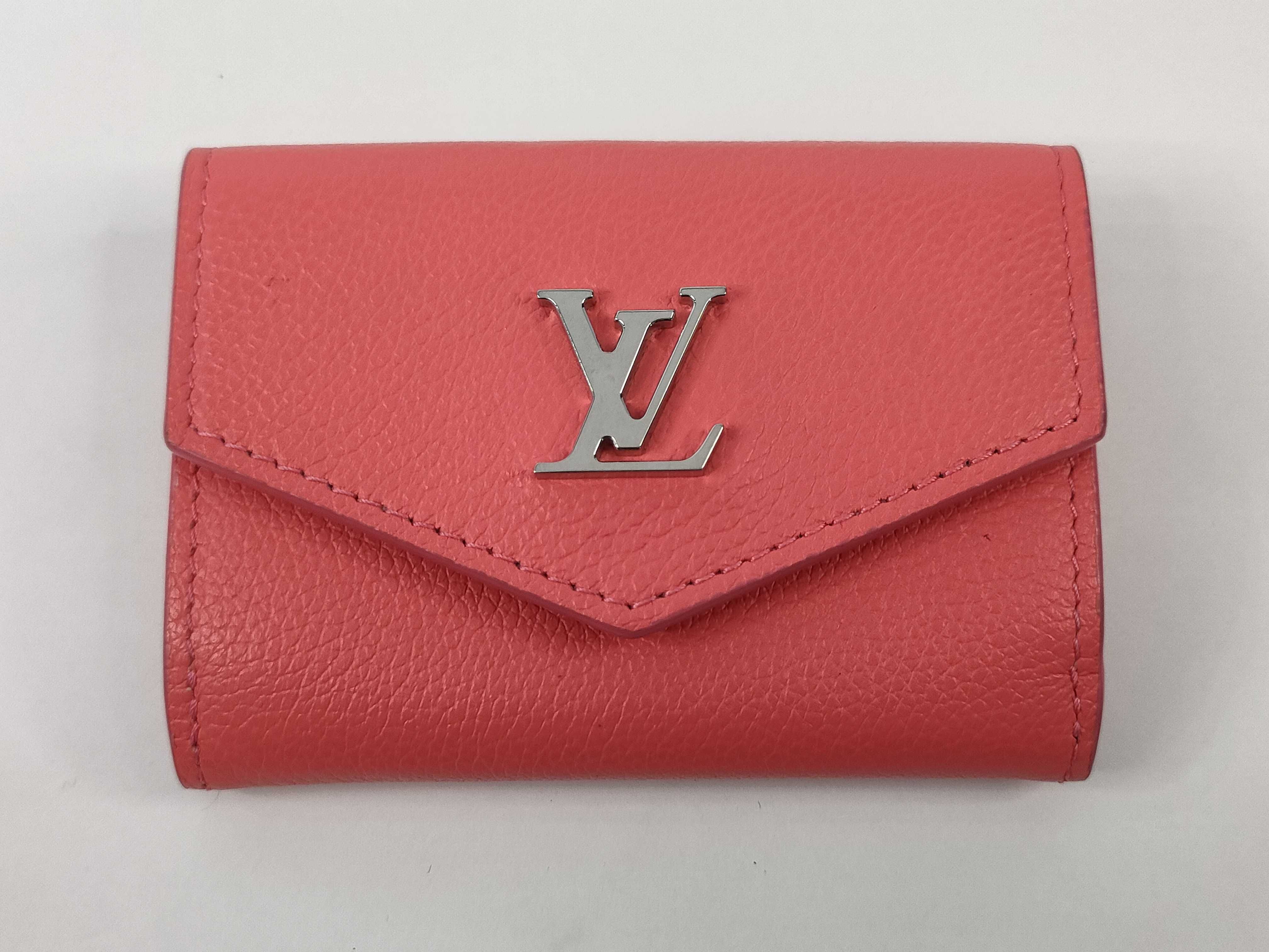 Pink Calf Leather Portefeuille Lockmini Wallet