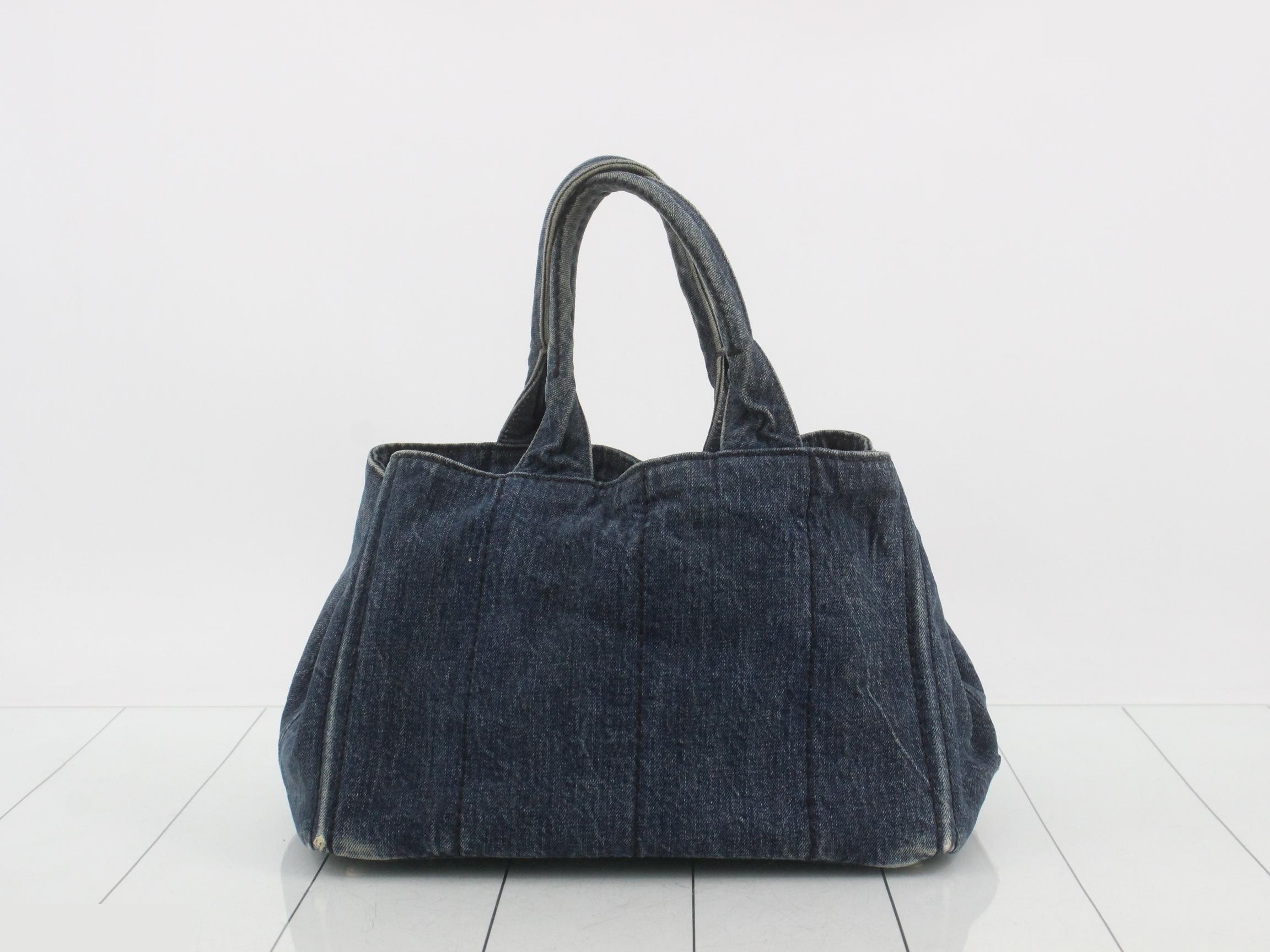 Canapa M Tote Bag, Denim, Blue — view 2