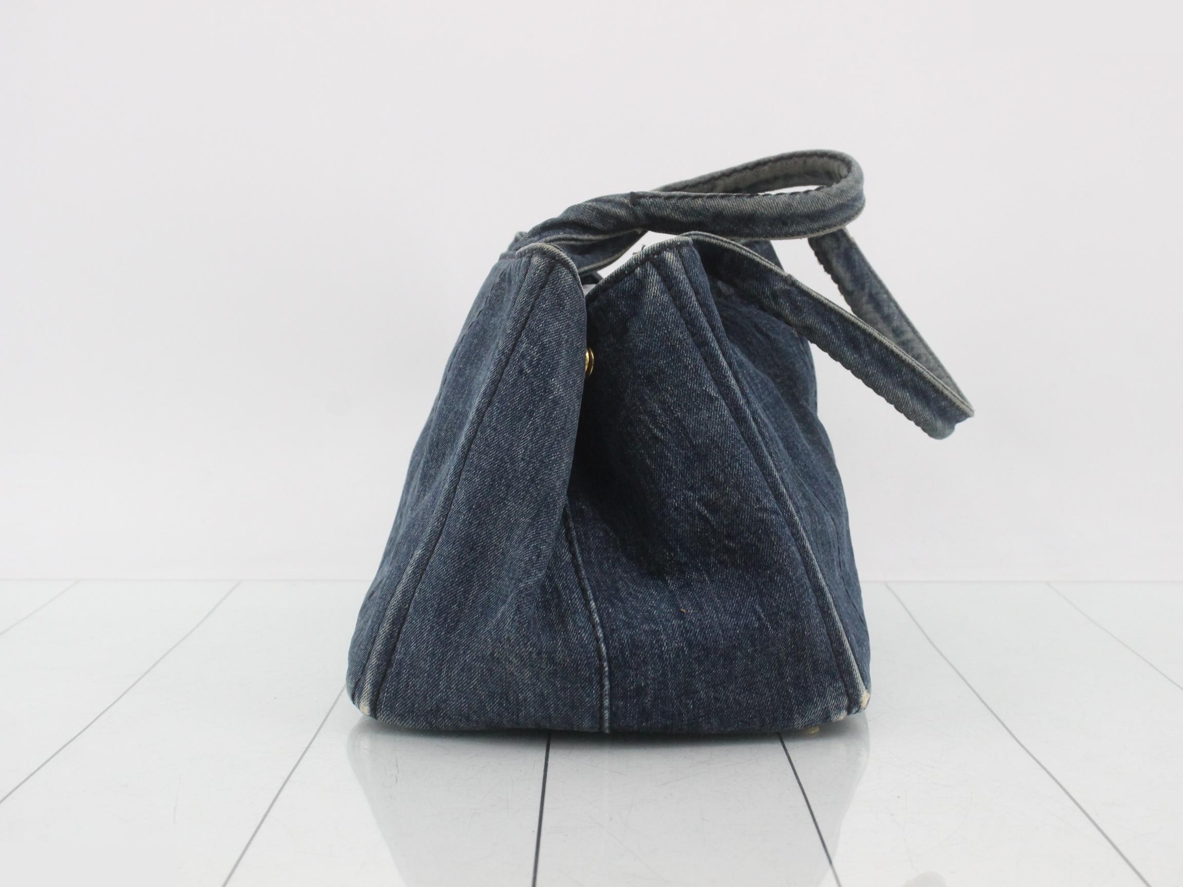 Canapa M Tote Bag, Denim, Blue — view 3