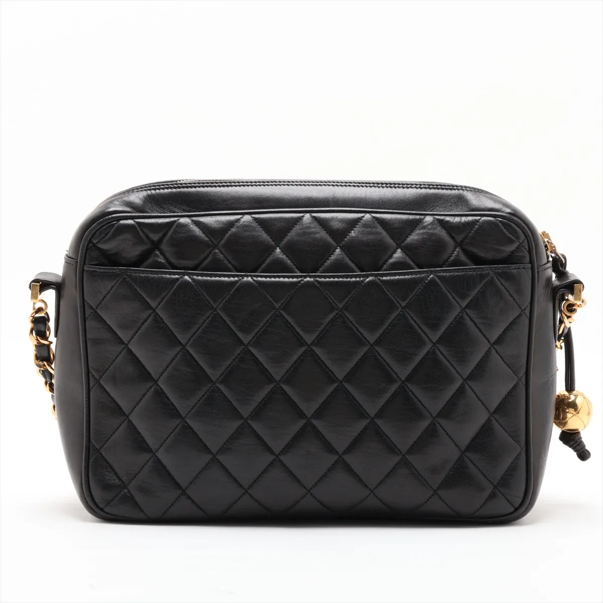 Matelassé Lambskin Chain Shoulder Bag, Black with Gold Hardware, 4053171, Series 4 — view 2