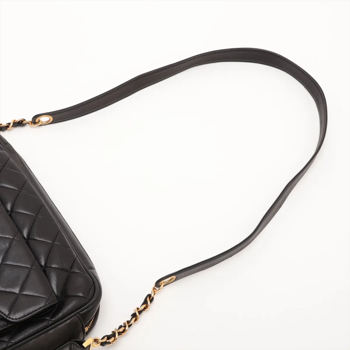 Matelassé Lambskin Chain Shoulder Bag, Black with Gold Hardware, 4053171, Series 4 — view 5