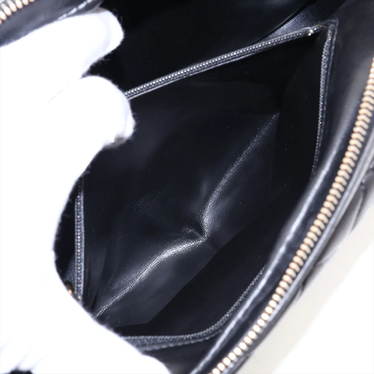 Matelassé Lambskin Chain Shoulder Bag, Black with Gold Hardware, 4053171, Series 4 — view 8