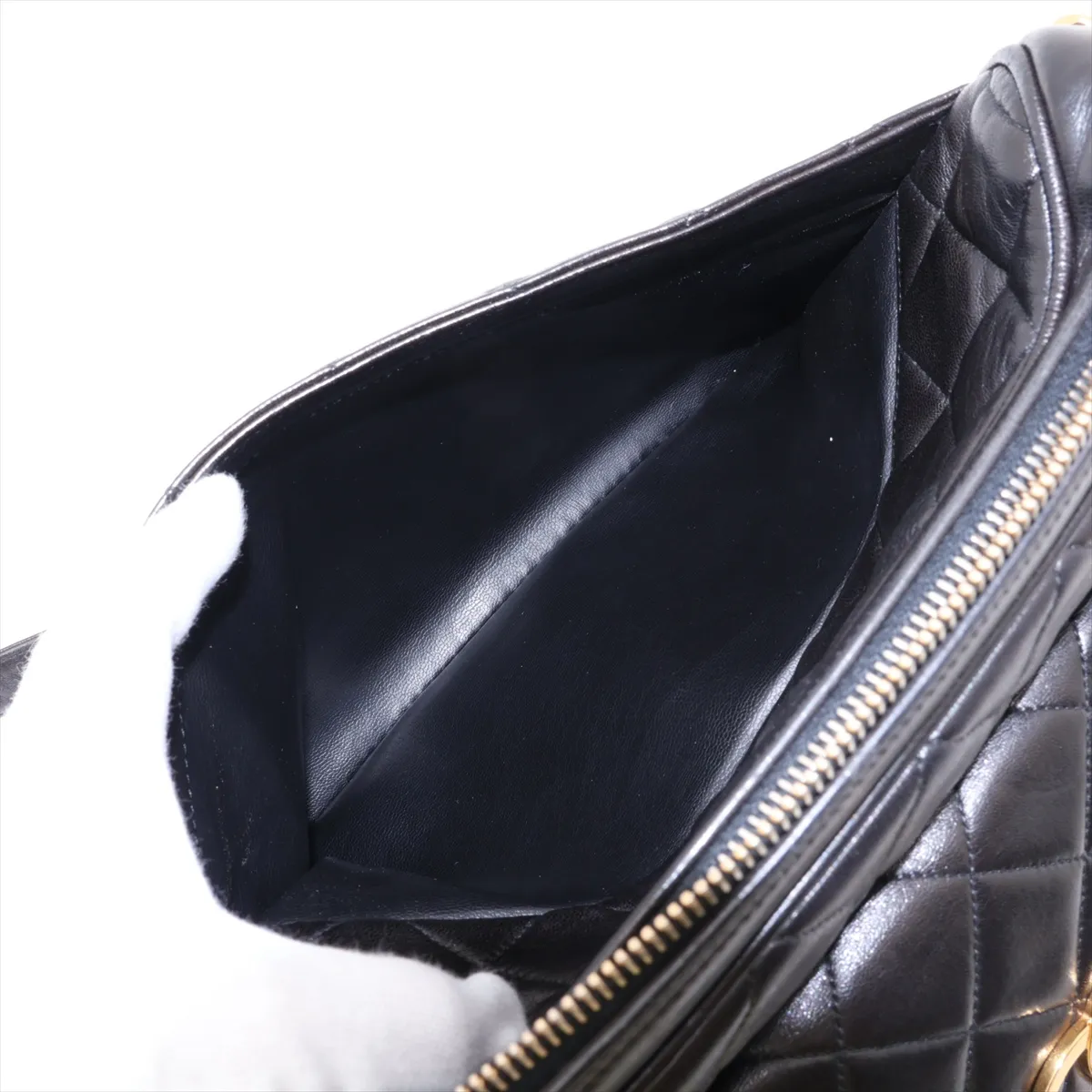 Matelassé Lambskin Chain Shoulder Bag, Black with Gold Hardware, 4053171, Series 4 — view 10