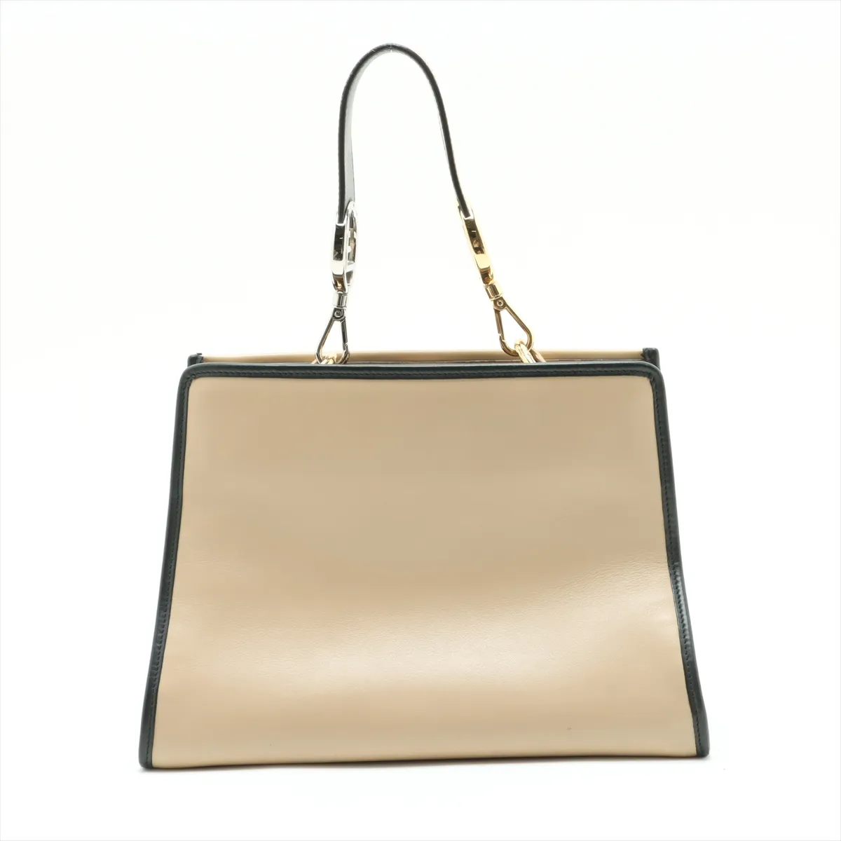 Runaway Leather Handbag Beige x Black 8BH344 — view 2