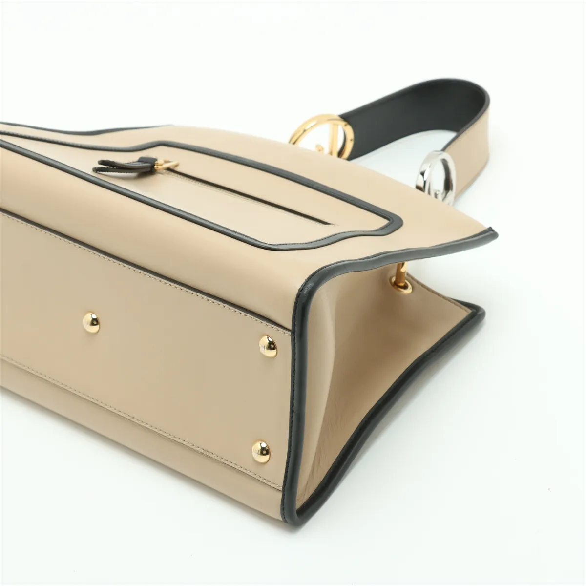 Runaway Leather Handbag Beige x Black 8BH344 — view 3
