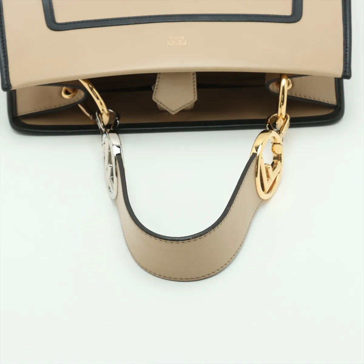 Runaway Leather Handbag Beige x Black 8BH344 — view 5