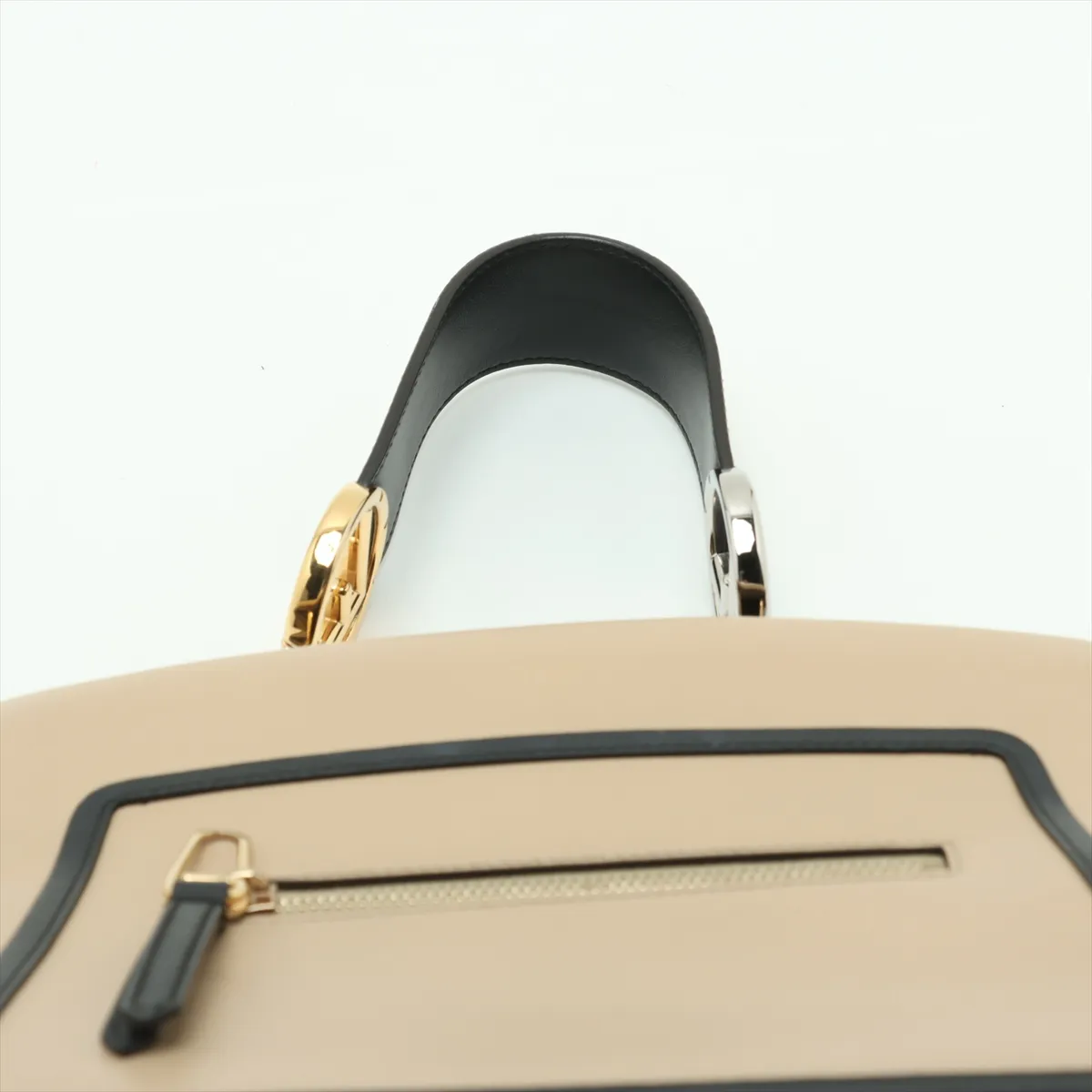 Runaway Leather Handbag Beige x Black 8BH344 — view 6