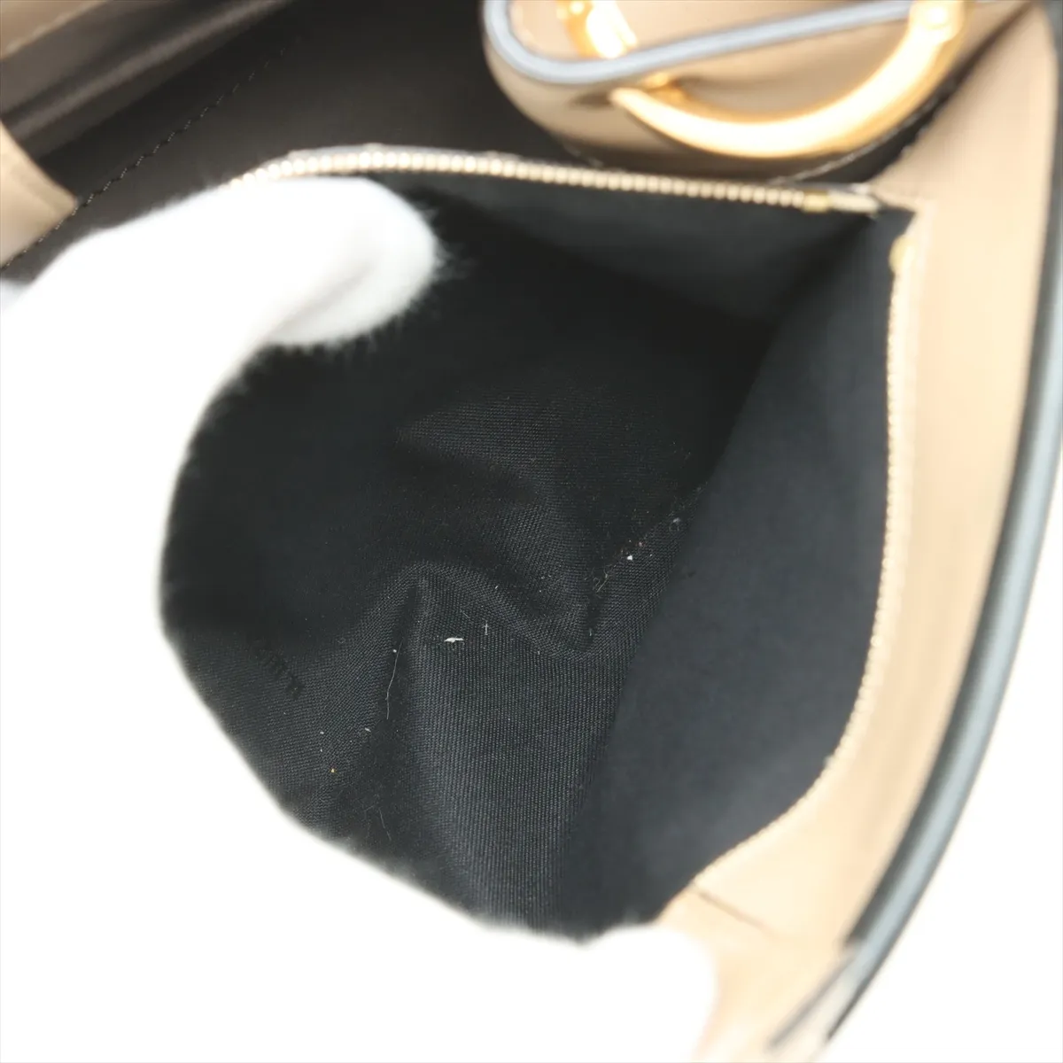 Runaway Leather Handbag Beige x Black 8BH344 — view 8