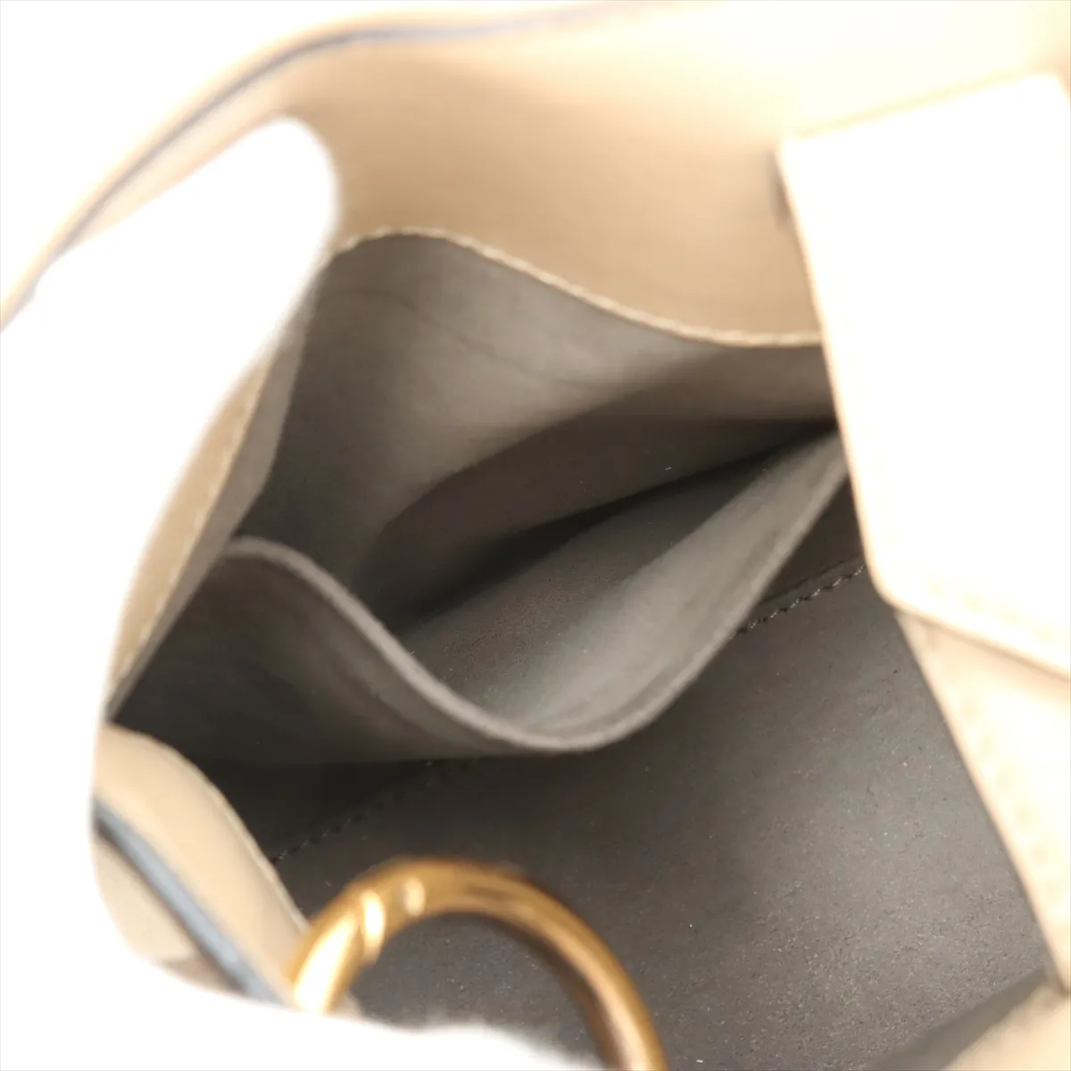Runaway Leather Handbag Beige x Black 8BH344 — view 10