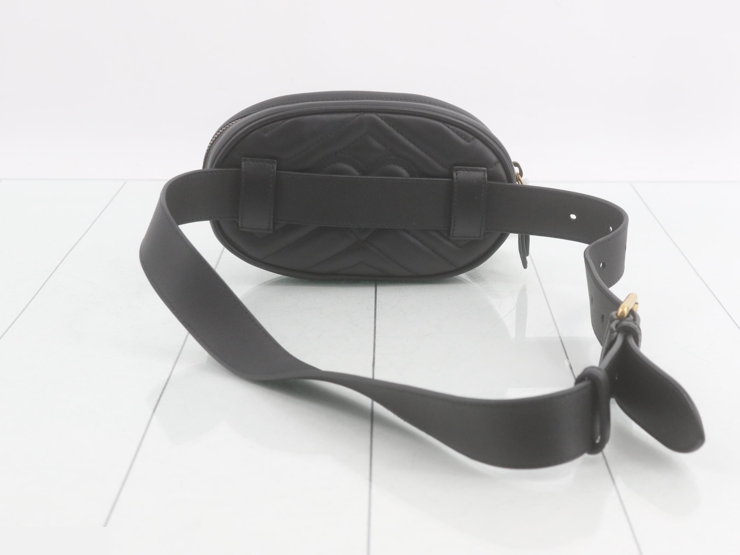 GG Marmont Leather Waist Bag, Black — view 2