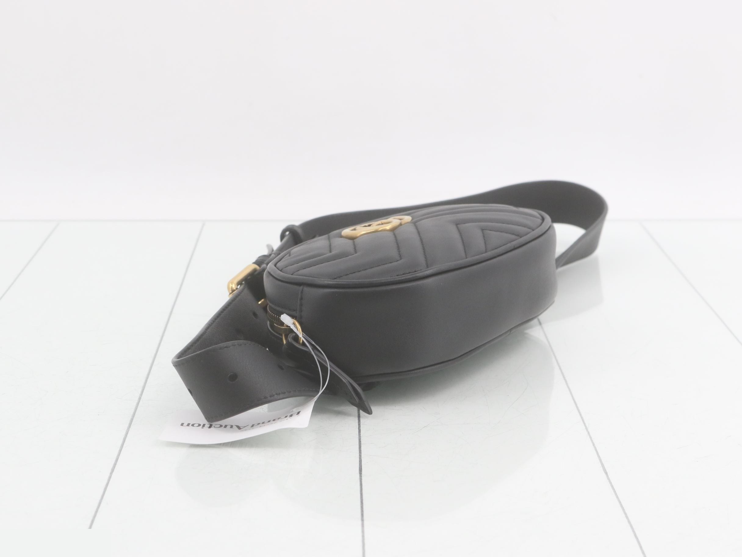 GG Marmont Leather Waist Bag, Black — view 5