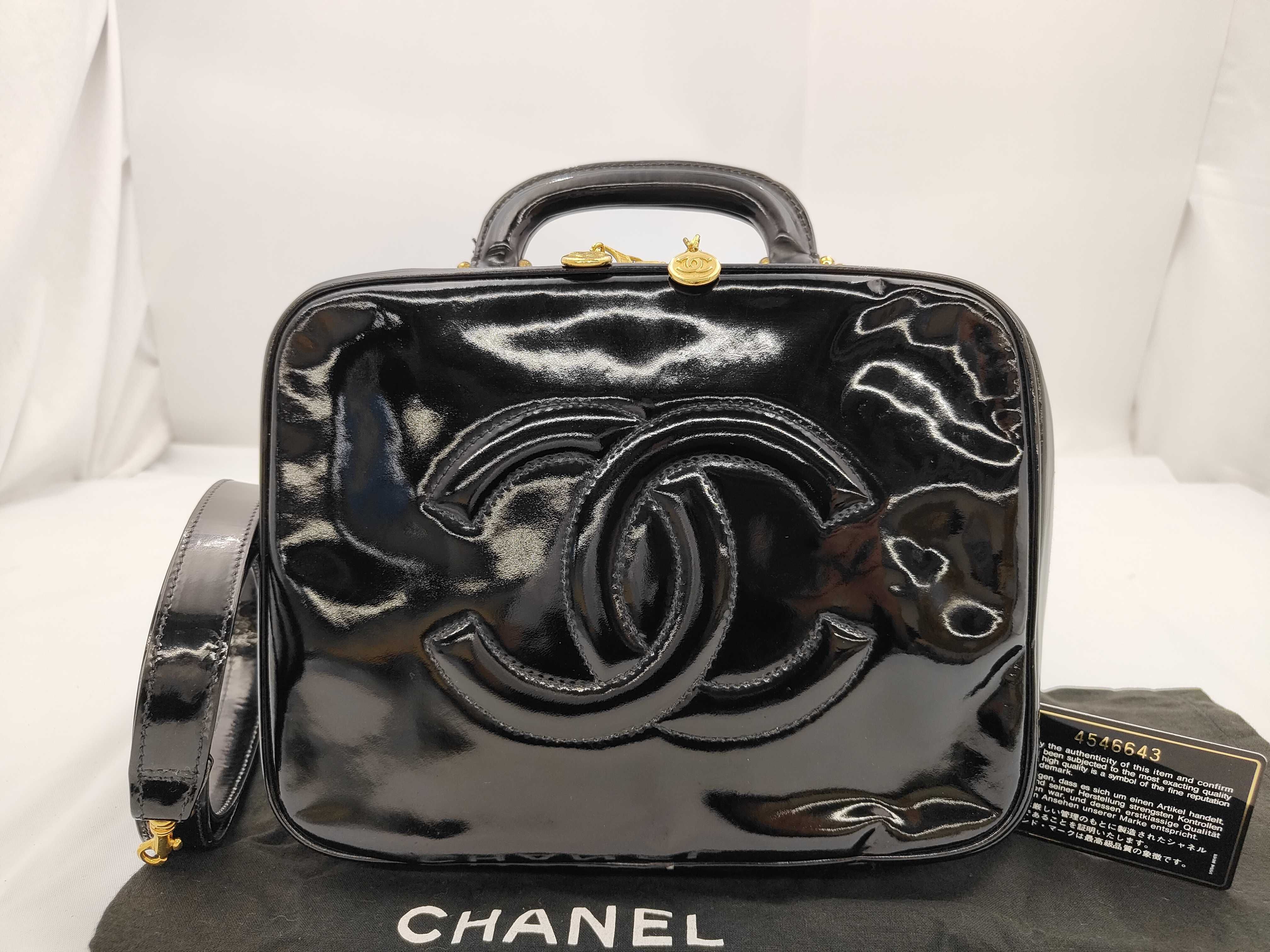 2-Way Enamel Black Vanity Bag