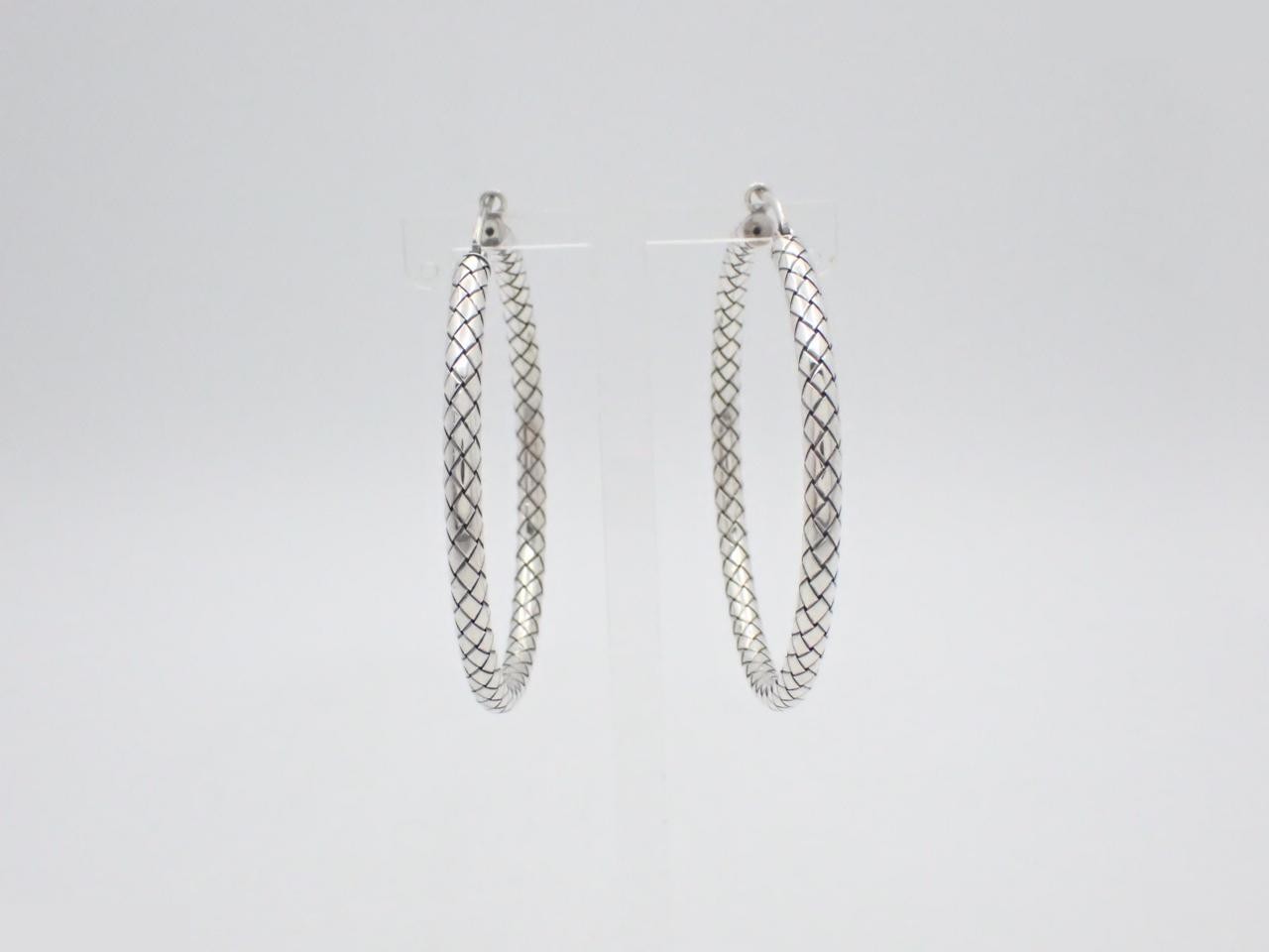 Intrecciato (precious metal) hoop earrings, SV925, 21.0g