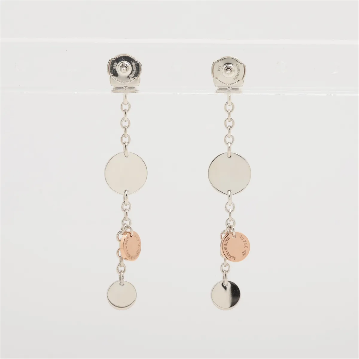 Confetti Earrings (for both ears) 925 x 750 7.2g Silver x Rose Gold Thread Dull — view 2