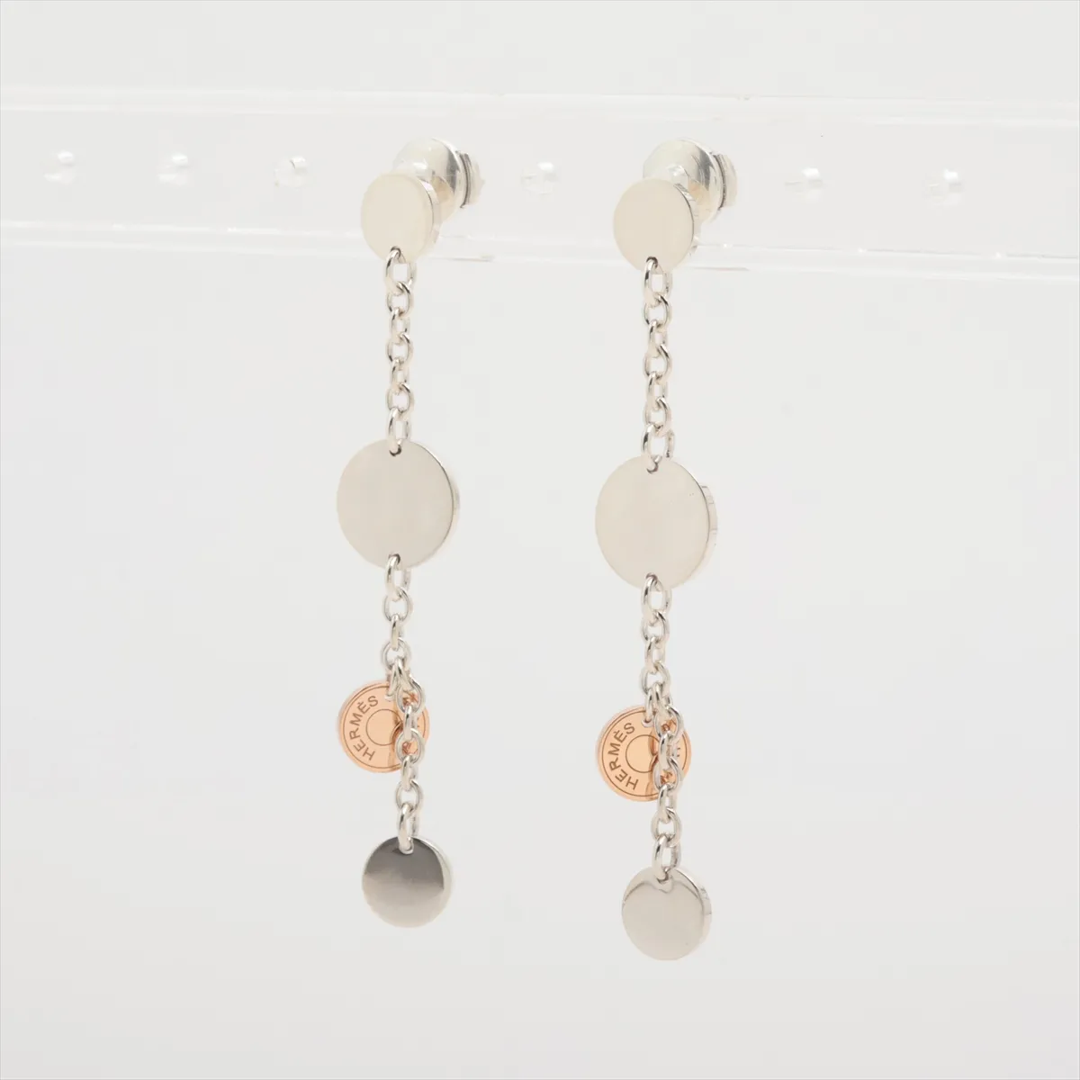 Confetti Earrings (for both ears) 925 x 750 7.2g Silver x Rose Gold Thread Dull — view 3