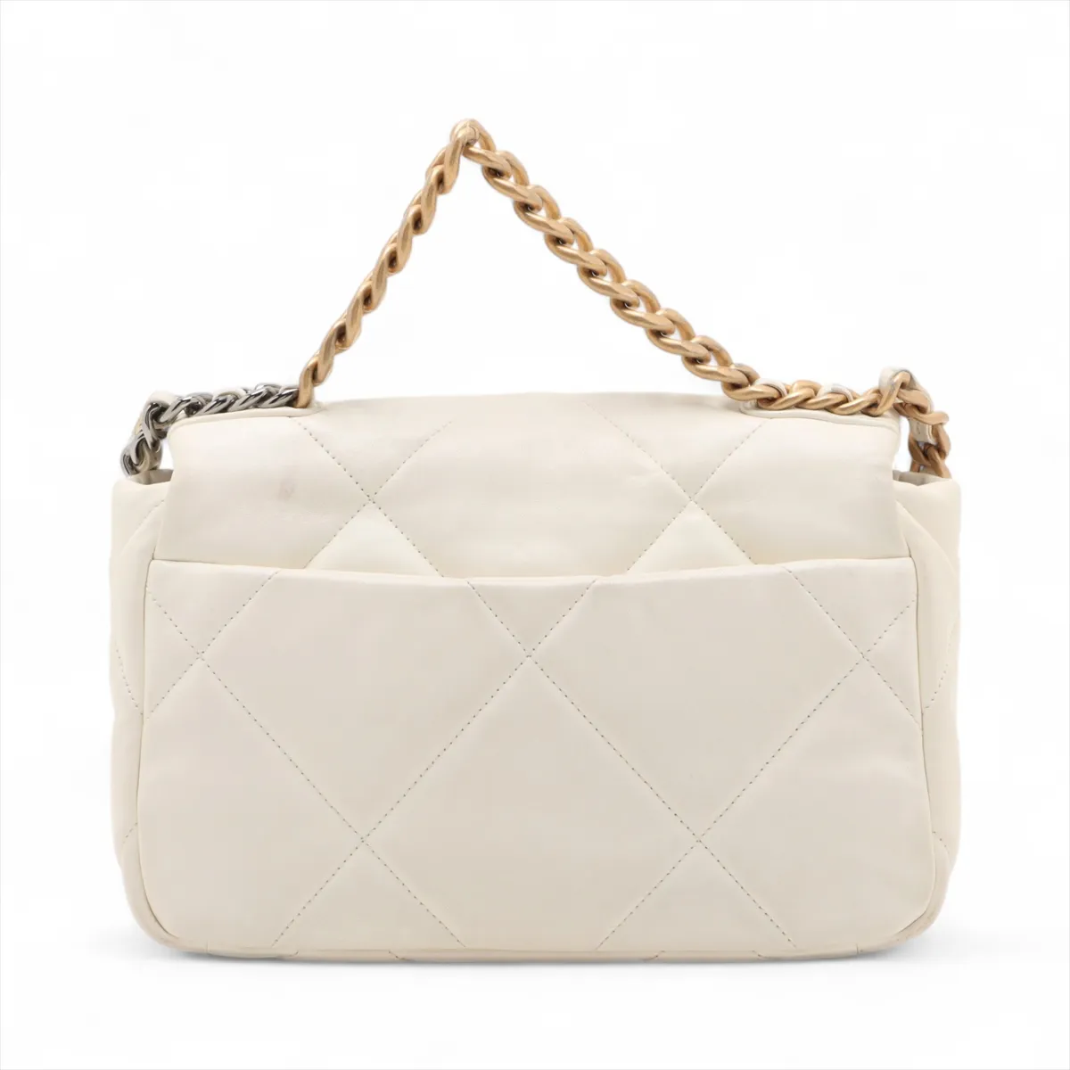 19 Lambskin Chain Shoulder Bag White Gold x Silver Hardware U3041680 Random Plate AS1160 — view 2