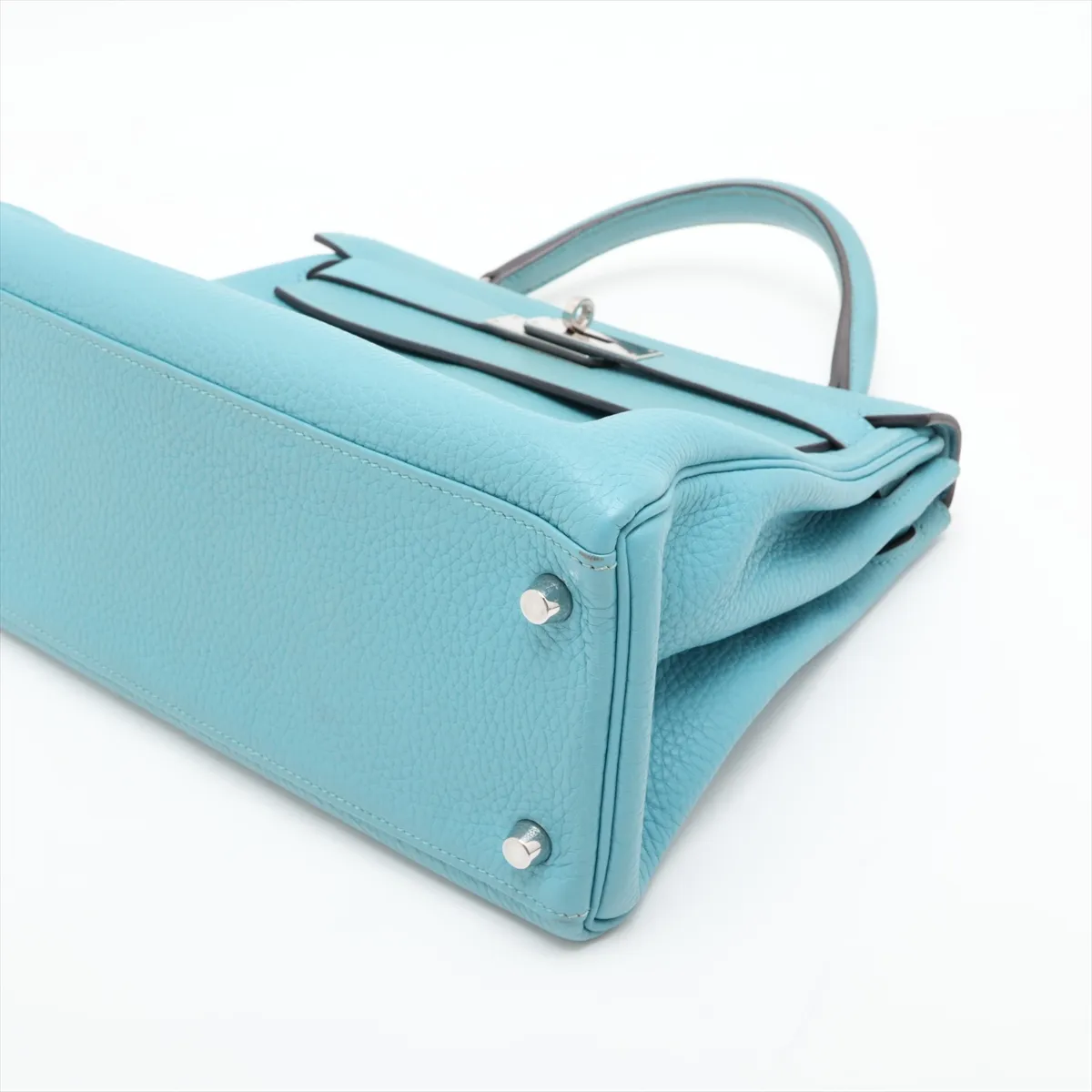 [Individually packaged] Hermes Kelly 28 Retournée Taurillon Clemence Blue Atoll Silver Hardware T: 2015 — view 3