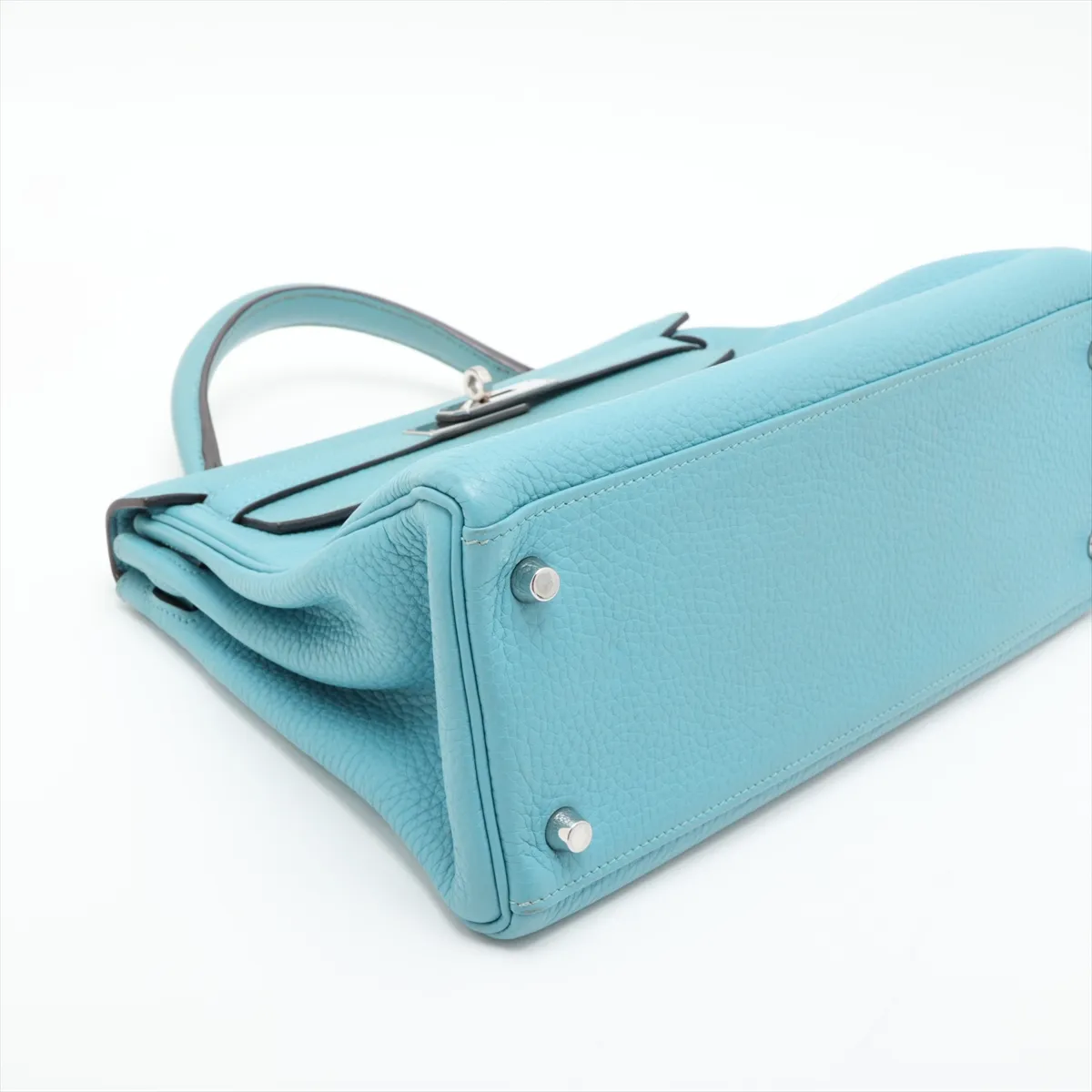 [Individually packaged] Hermes Kelly 28 Retournée Taurillon Clemence Blue Atoll Silver Hardware T: 2015 — view 4