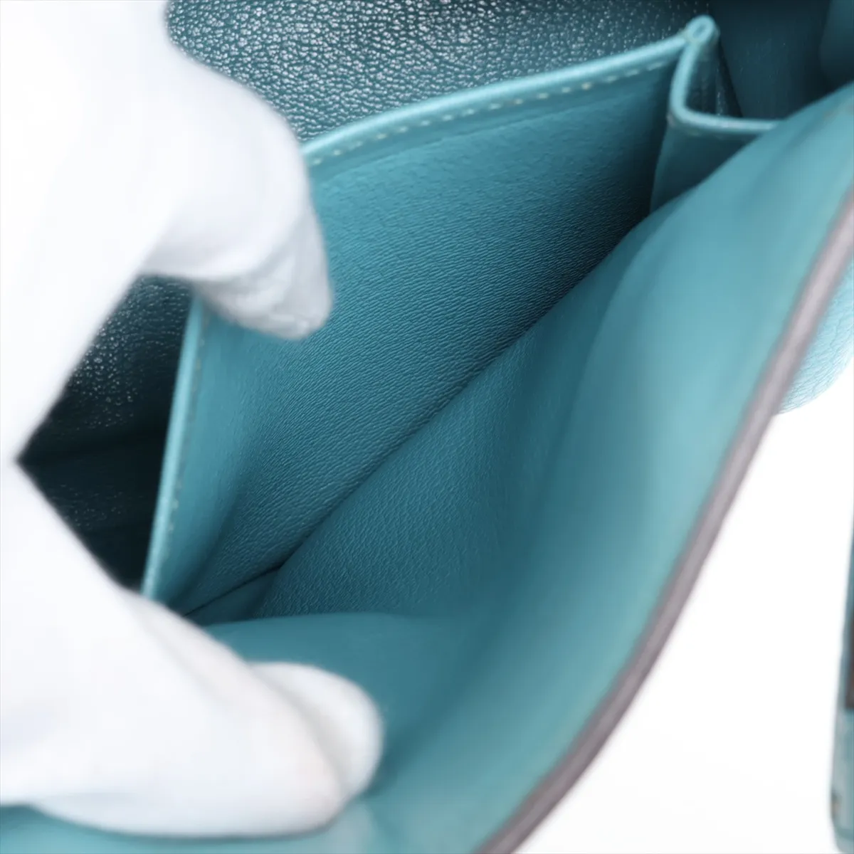 [Individually packaged] Hermes Kelly 28 Retournée Taurillon Clemence Blue Atoll Silver Hardware T: 2015 — view 10